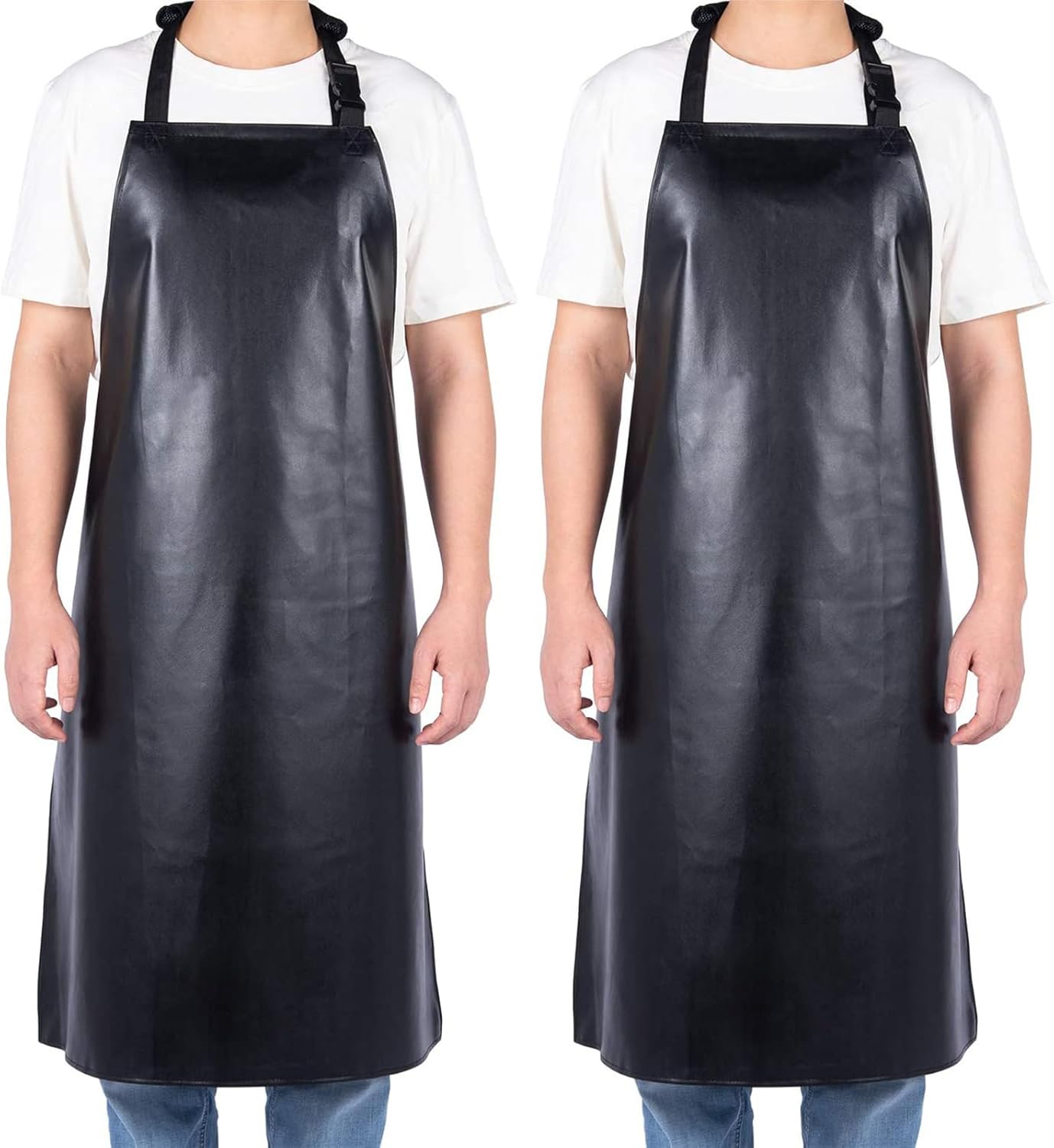 Homsolver 2 Pack Waterproof Rubber Vinyl Apron for Unisex Adult, Lightweight Che...