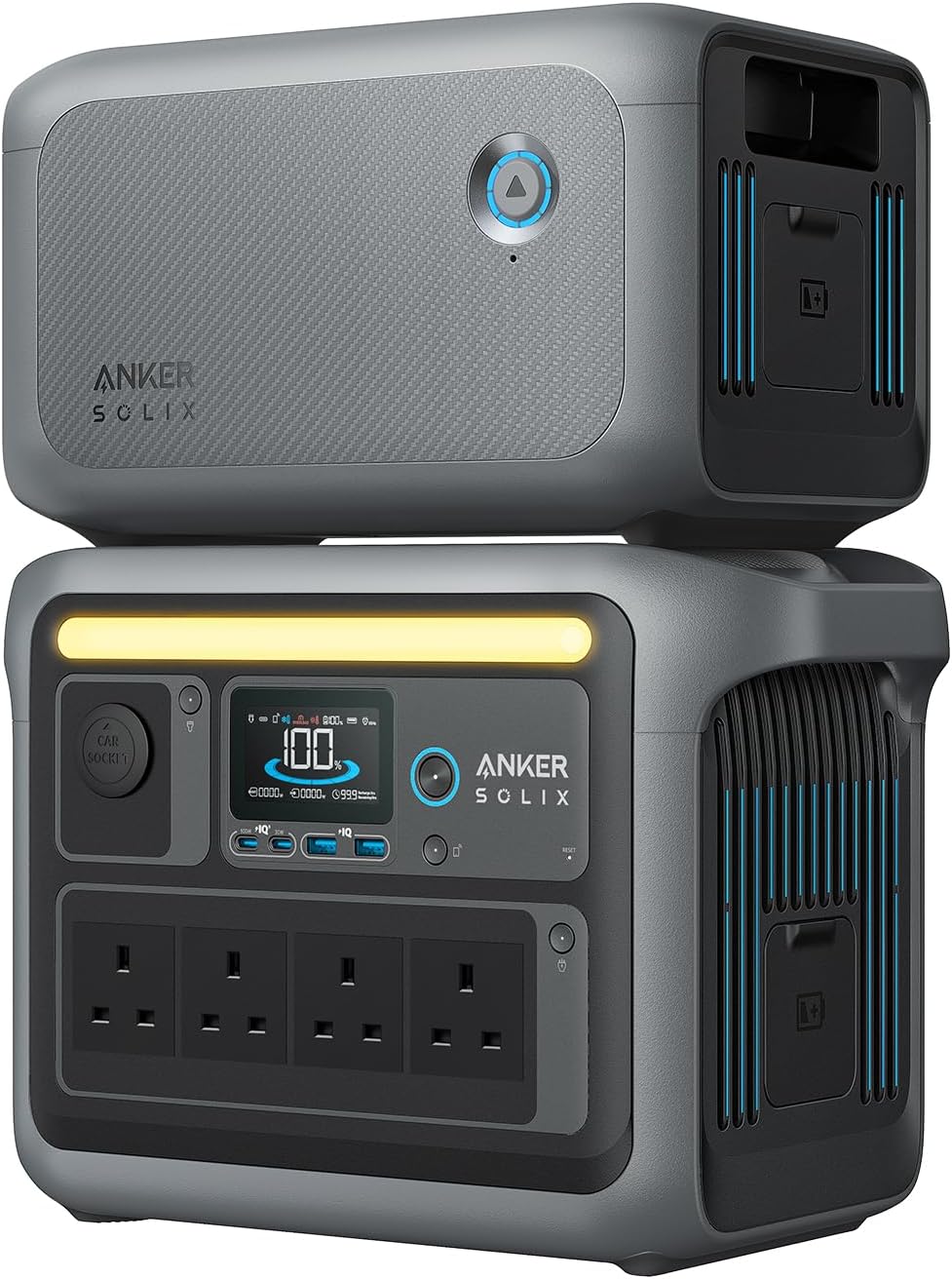 Anker SOLIX C1000 Portable Power Station and BP1000 Expansion Battery, 1800W Sol...