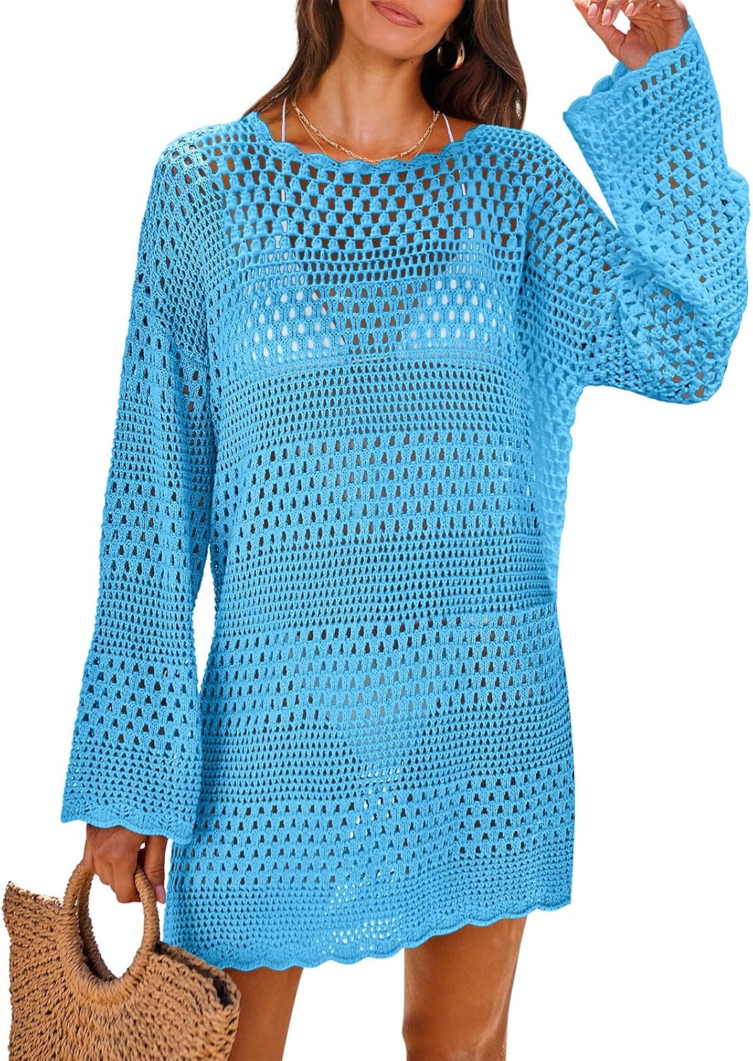 ANRABESS Women Swimsuit Crochet Swim Cover Up 2025 Summer Bathing Suit Swimwear...
