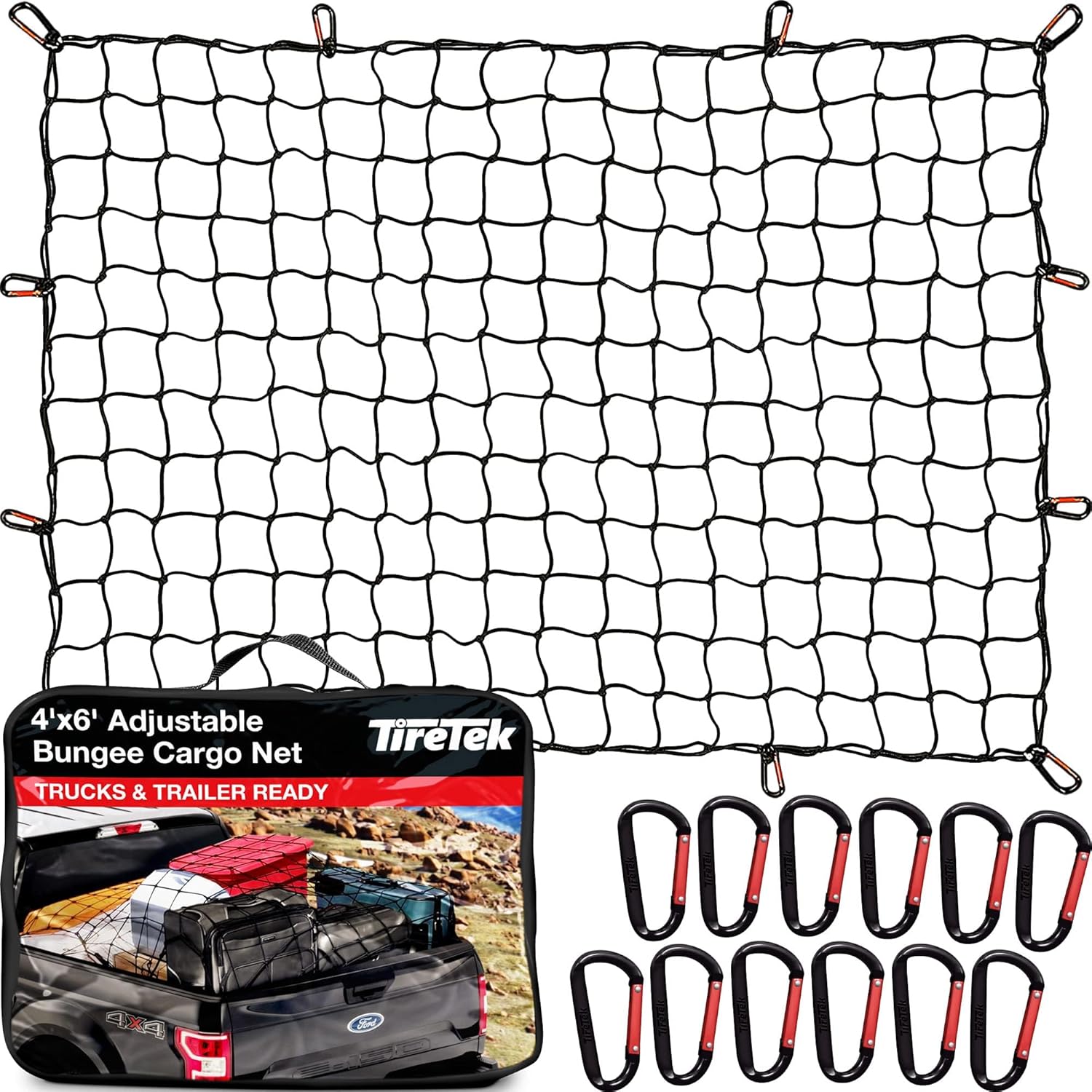 TIRETEK Cargo Net Truck Accessories for Men, Heavy-Duty Pickup Truck Bed Netting...
