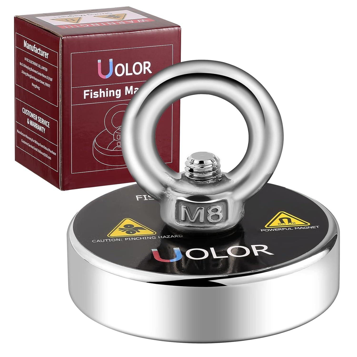 Uolor Fishing Magnet, 160 Kg (353 LB) Pull Force N35 Super Strong Powerful Round...