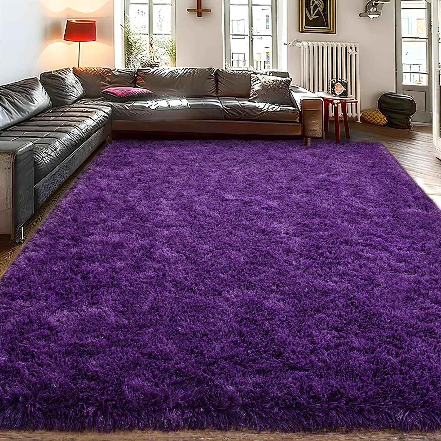 Ultra Soft Rugs for Living Room 6x9 Purple, Large Big Shag Area Rug for Bedroom...