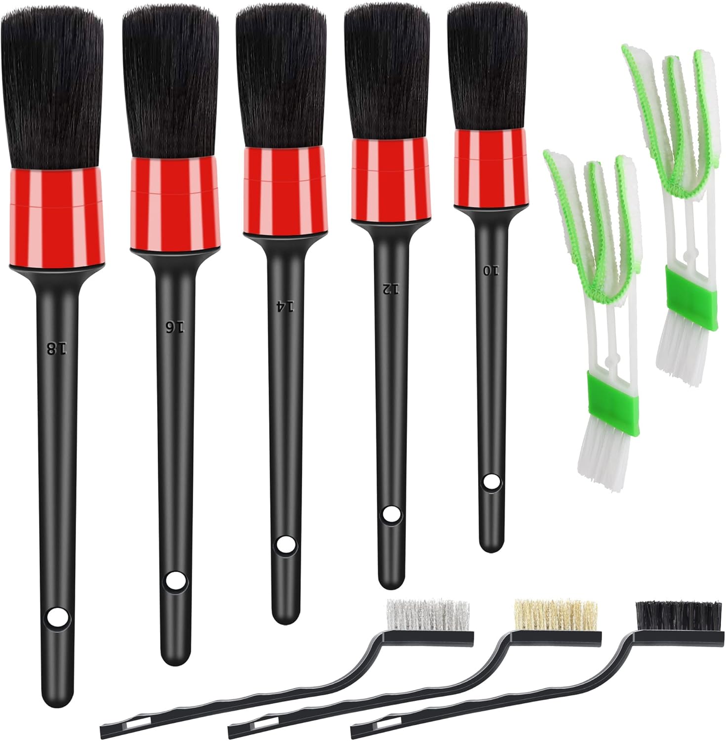 10pcs Auto Car Detailing Brush Set Car Interior Cleaning Kit Includes 5 Boar Hai...