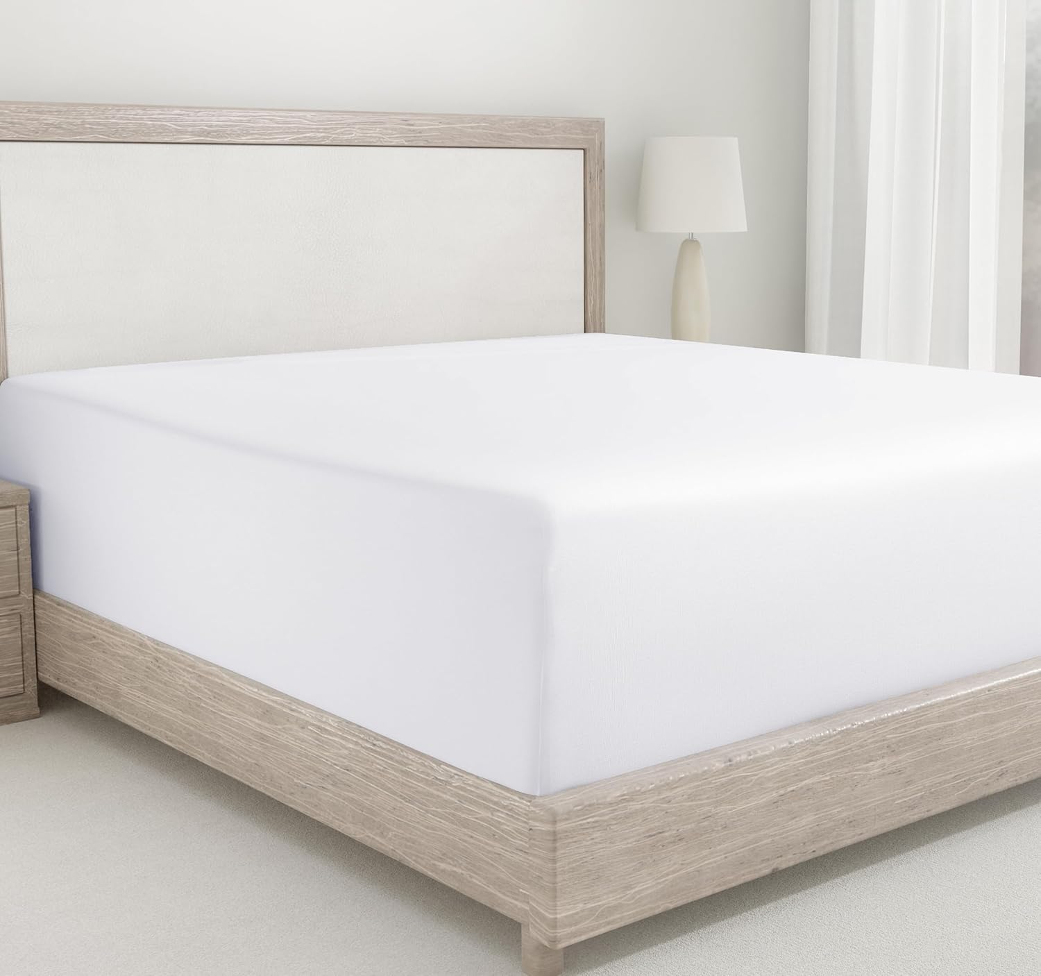 California Design Den King Size Fitted Sheet White, 100% Cotton 400 Thread Count...