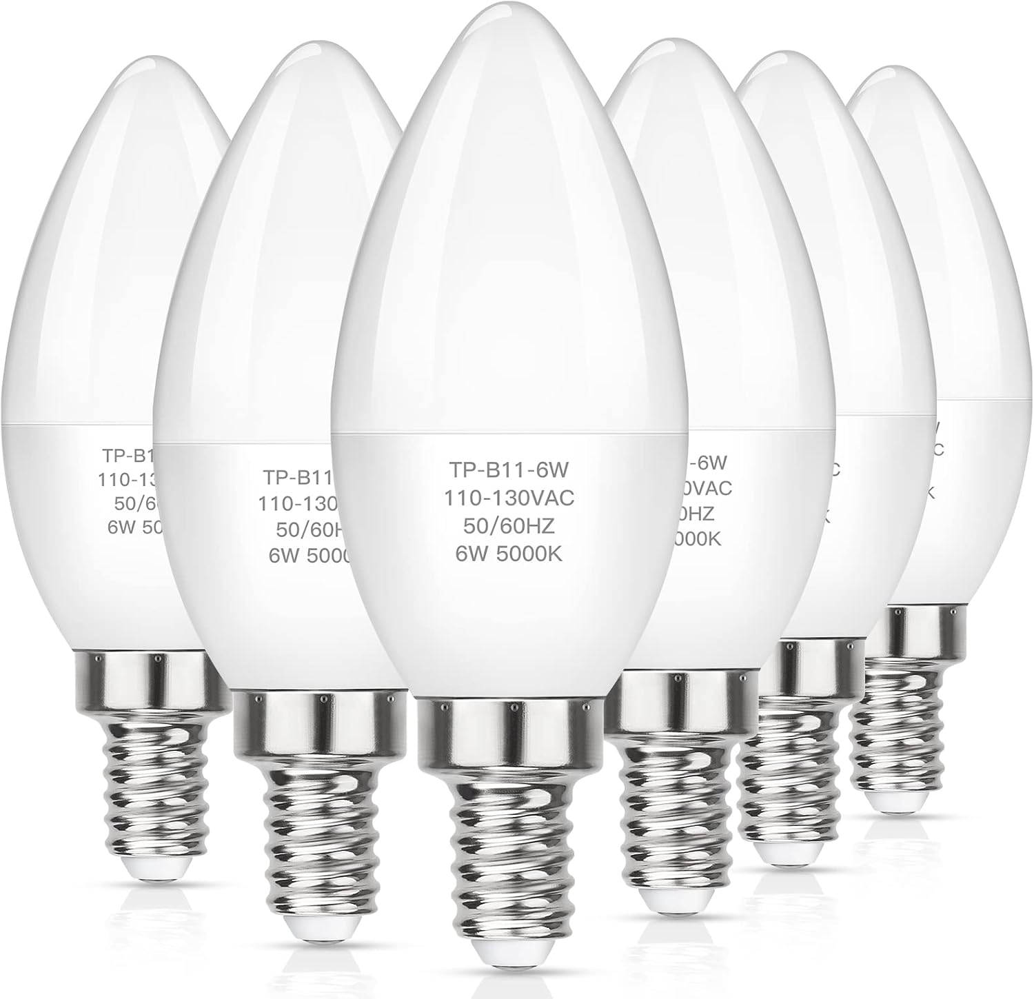 MAXvolador E12 LED Candelabra Light Bulbs 60W Equivalent, Daylight White 5000K 6...
