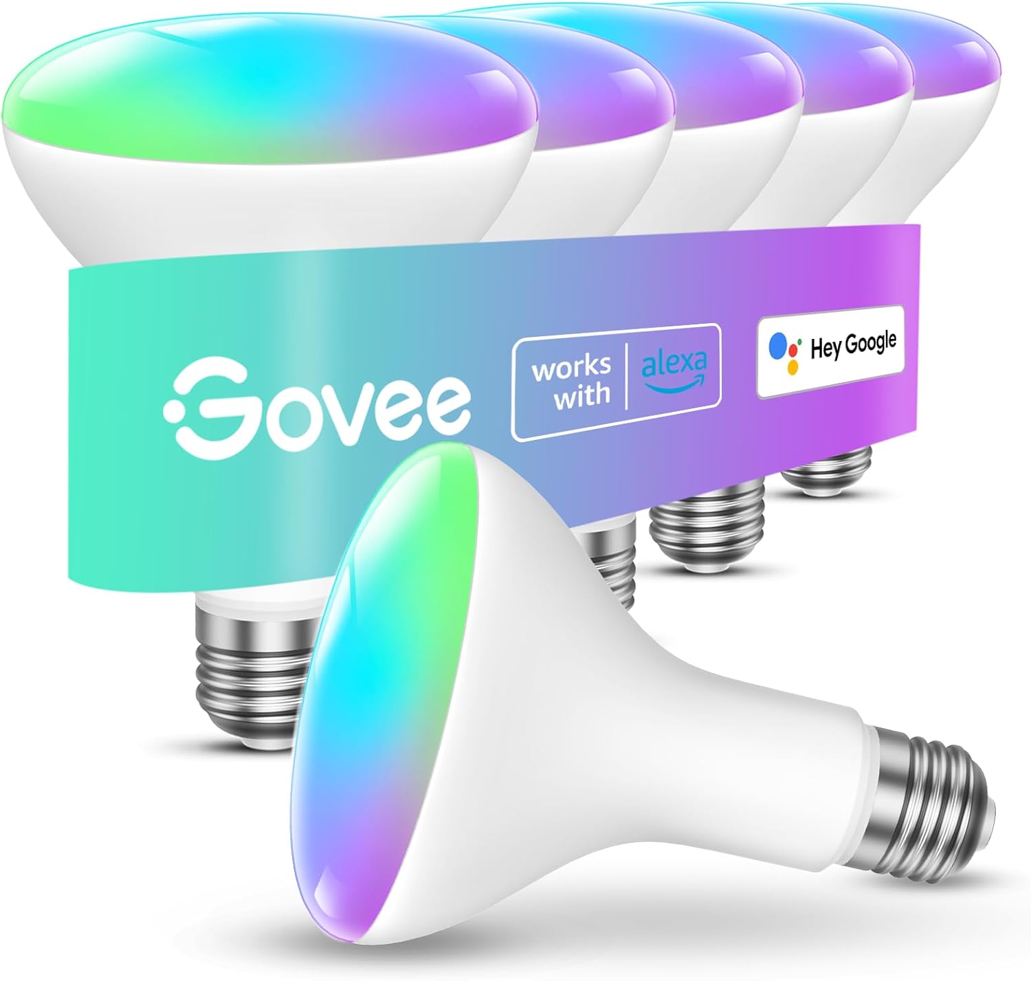 Govee Smart Light Bulbs, 1200 Lumens Dimmable BR30 Bulbs, RGBWW Color Changing L...