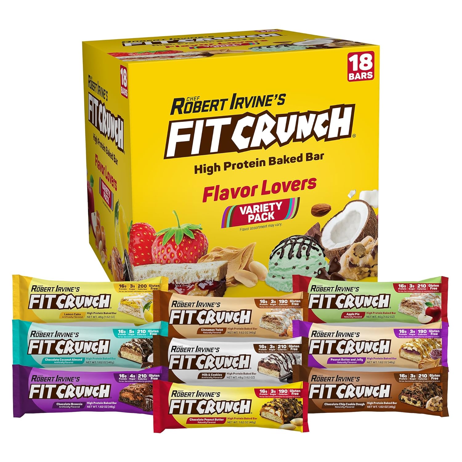 FITCRUNCH Snack Size Protein Bars, 6-Layer Baked Bar, 3g of Sugar, Gluten Free &...