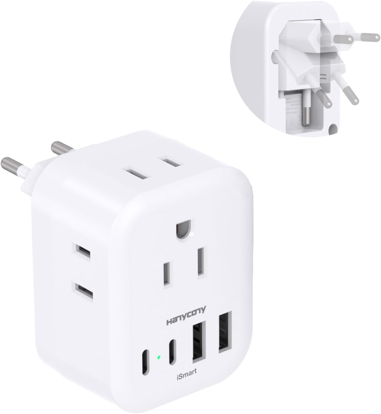 European Travel Plug Adapter, Foldable International Power Adapter, Type C Plug...