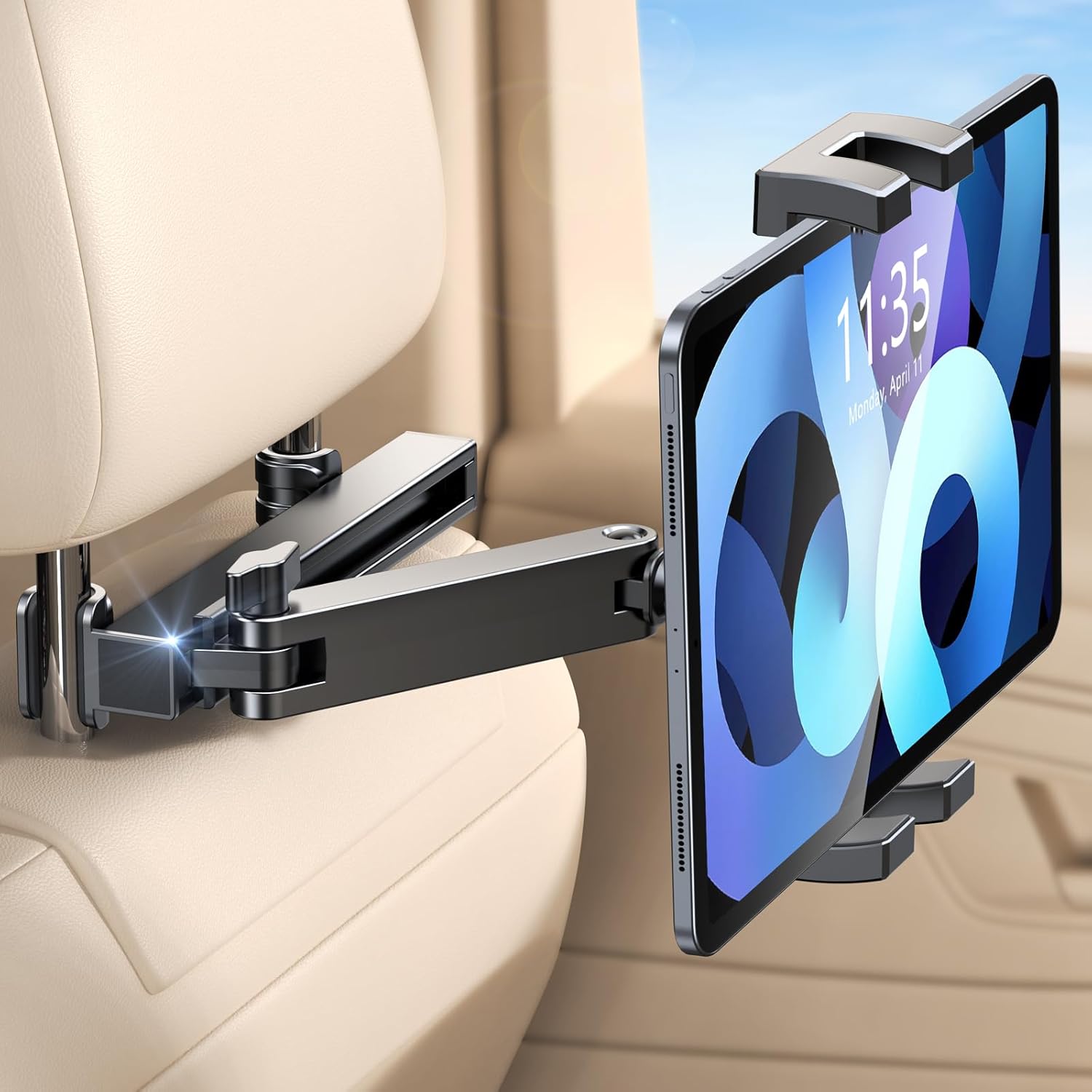 EOIWUY Car Headrest Tablet Mount Holder, [Extension Arm] [360° Rotatable] Back S...