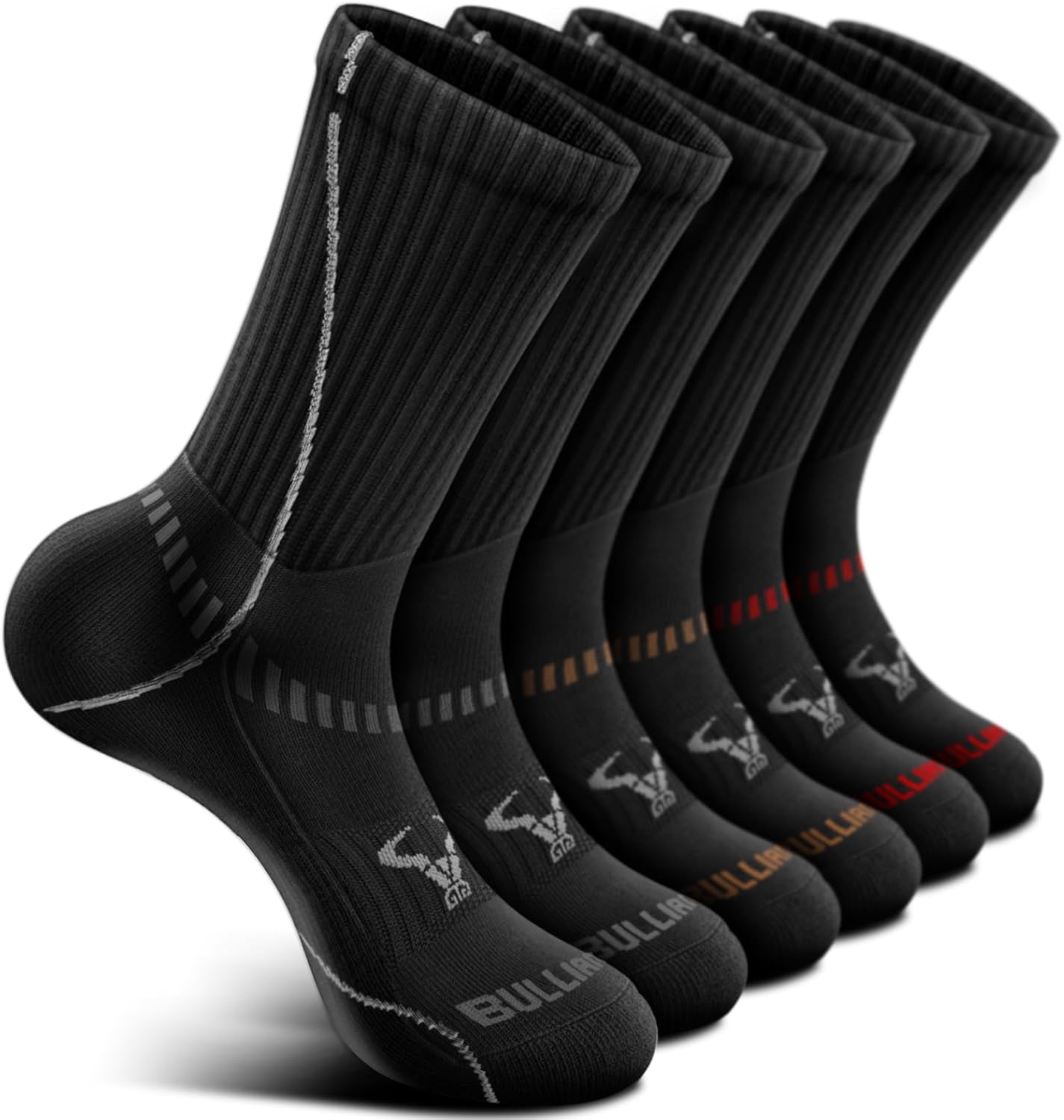 BULLIANT Men Athletic Socks, Compression Sports Crew Socks Cushioned For Men Out...