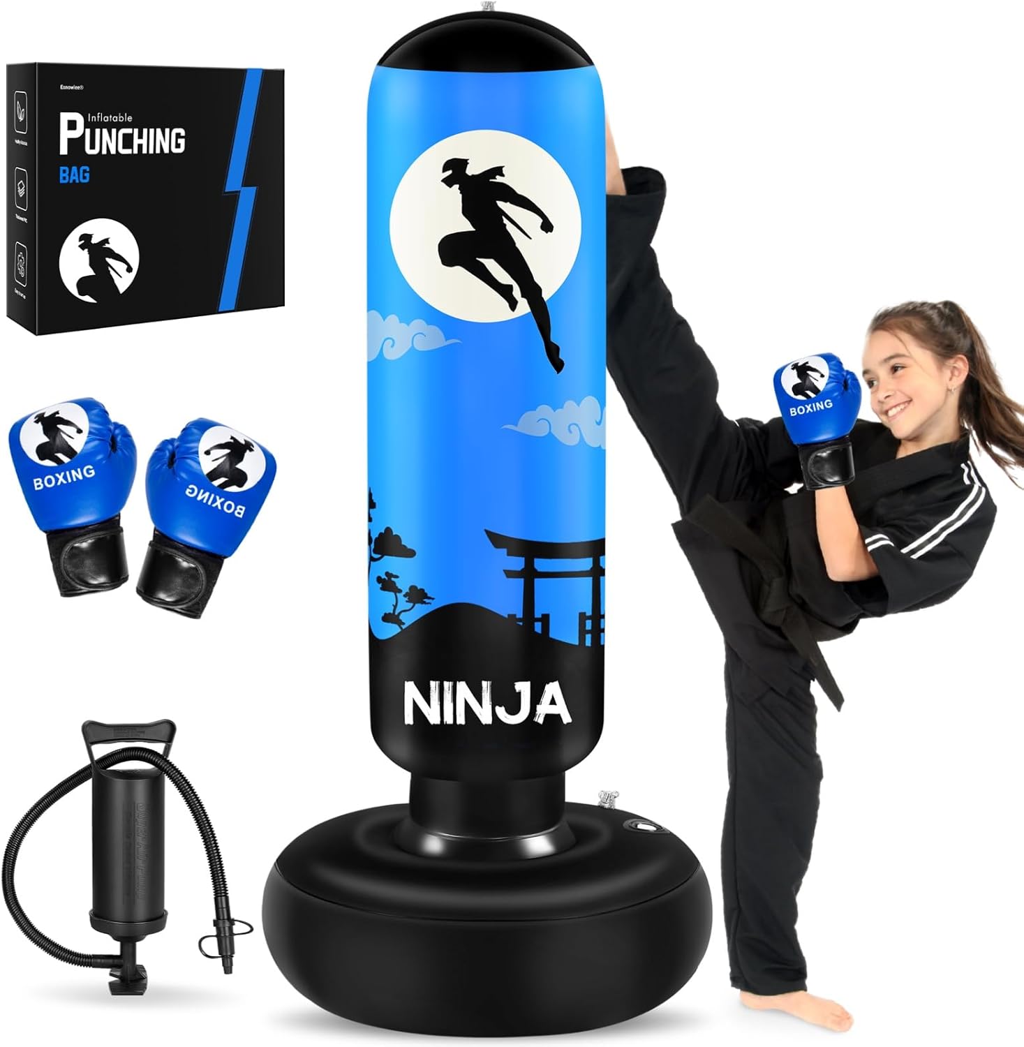 Punching Bag for Kids, Kids Boxing Set with Boxing Gloves 66" Large Inflatable P...