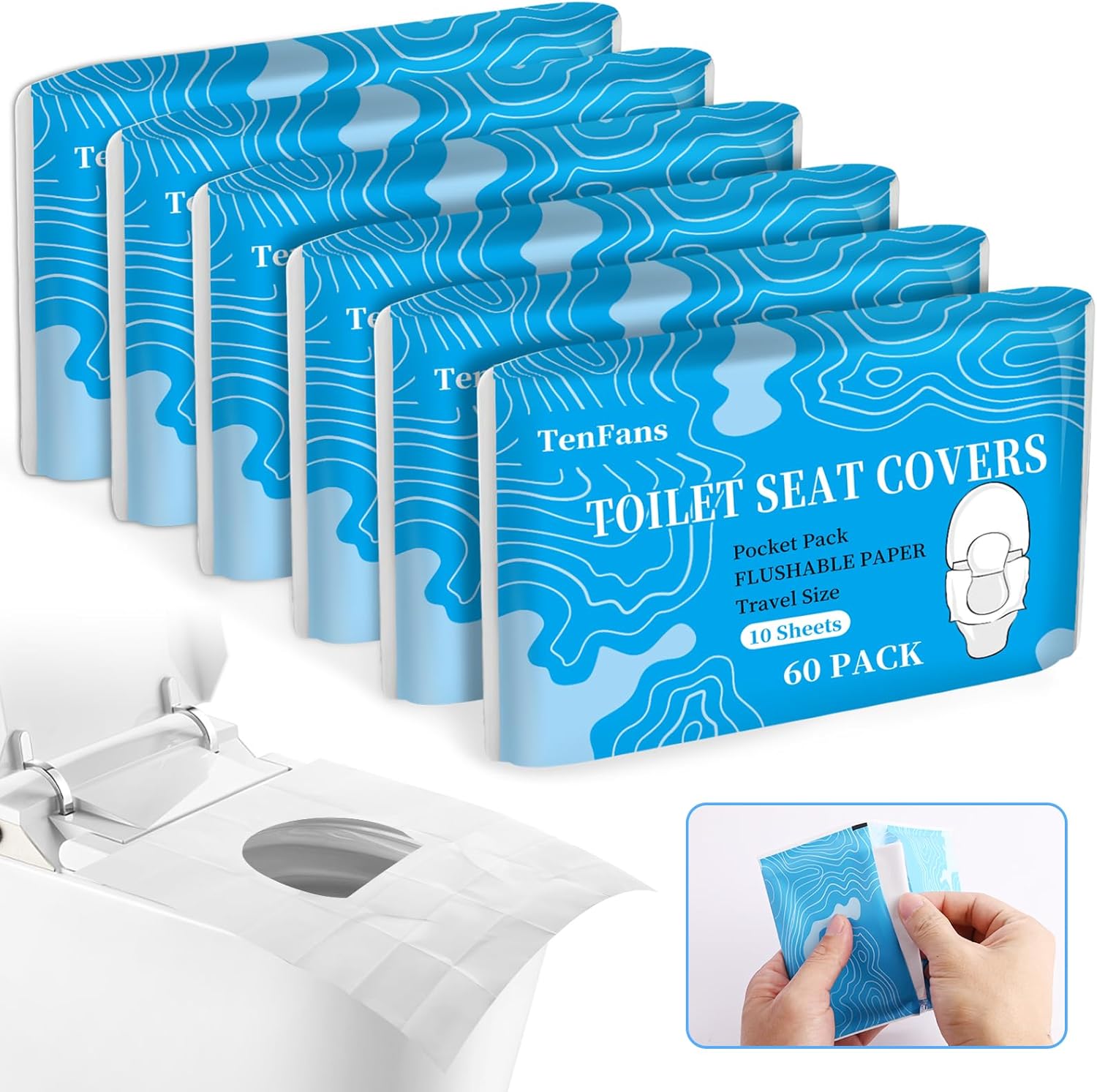 Toilet Seat Covers (60 Pack), XL Flushable and Biodegradable Paper Toilet Seat C...
