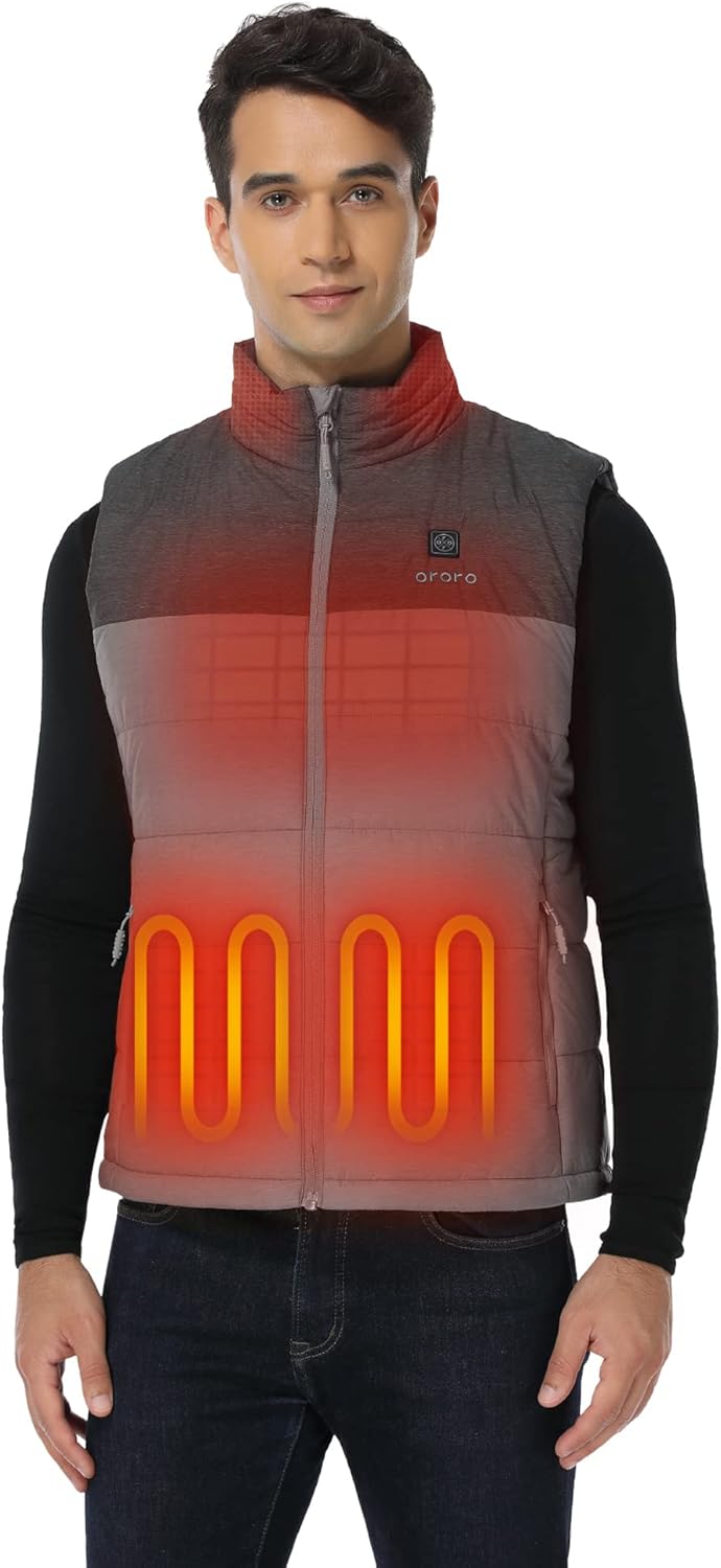 ORORO Men's Heated Gilet with Power Bank, Heated Vest Men Up to 10 Hours of Warm...