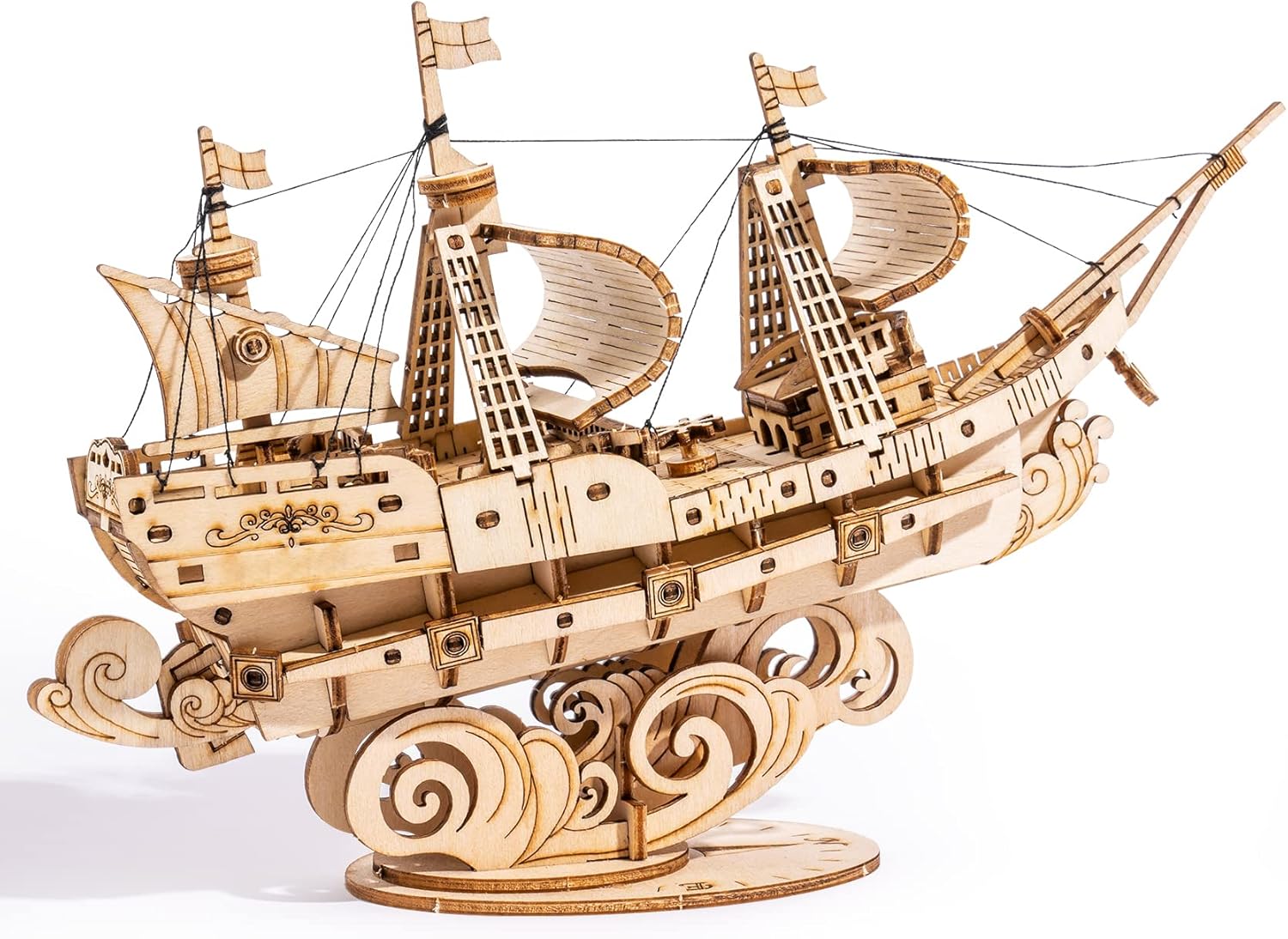 Robotime 3D Wooden Puzzle for Kids and Adults Boat Building Kits Craft Brain Tea...