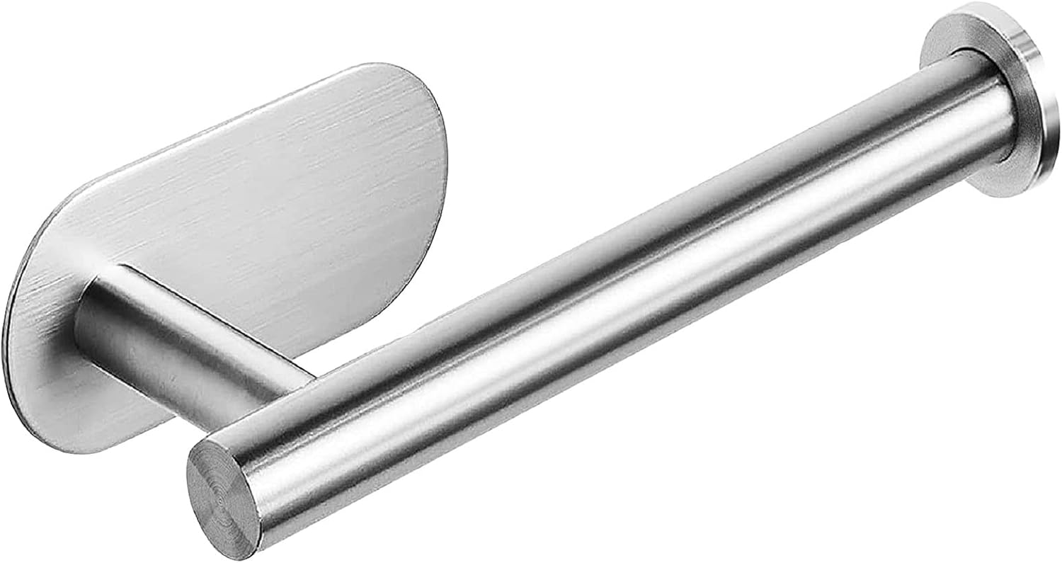 CYYSHR Stainless Steel Toilet Paper Holder, Self-Adhesive, Modern, Silver, 1-Pac...