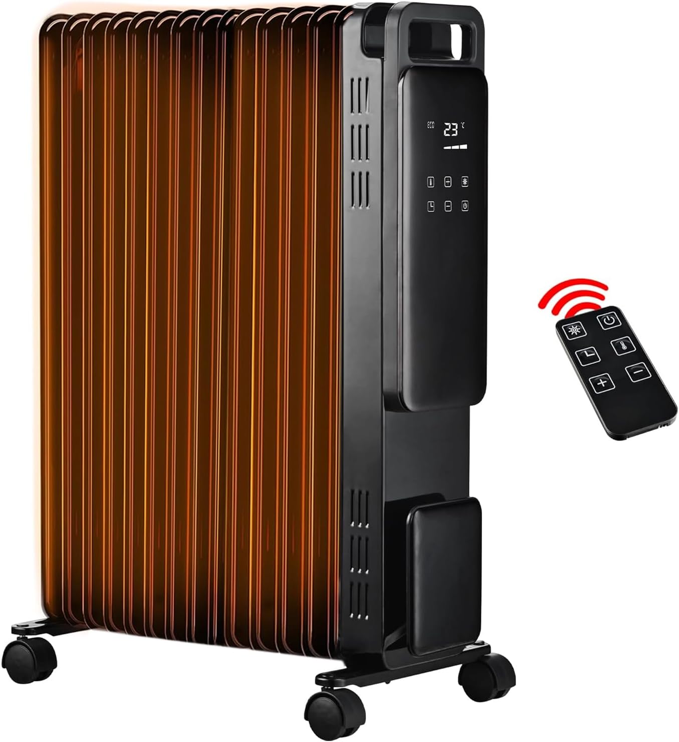 Nyxi 11-Fin Oil Filled 2500W Heater Radiator with Remote Control – 3 Power Setti...