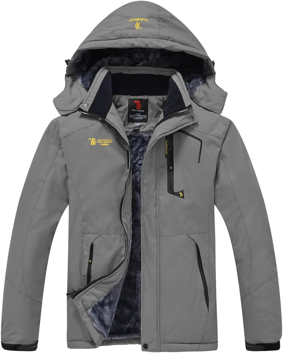 donhobo Men's Fleece Jacket Winter Waterproof Warm Ski Jackets Windproof Coat wi...