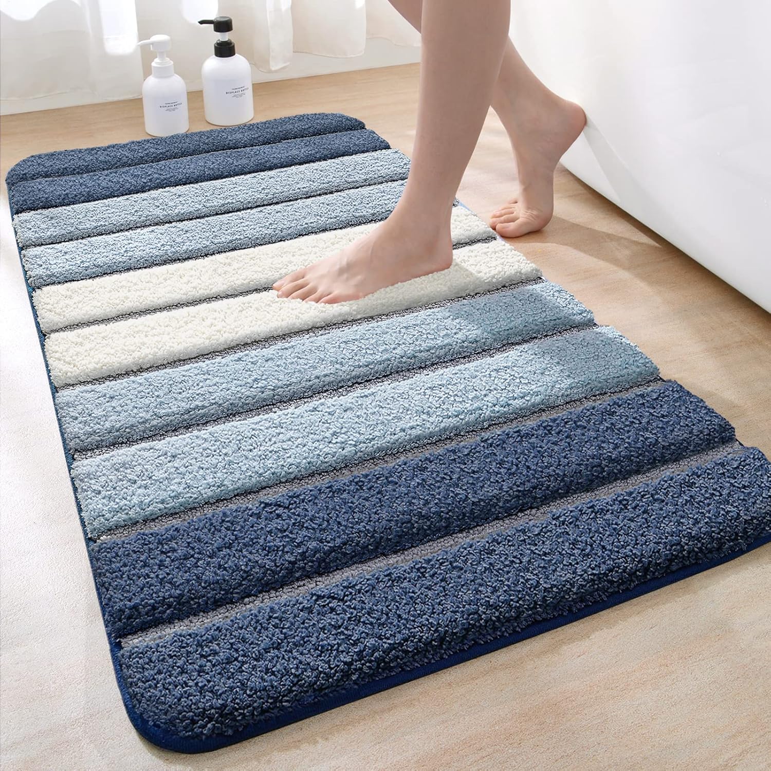 DEXI Bath Mat 60 x 110 cm, Extra Soft Absorbent Microfiber, Non-Slip Washable Ru...