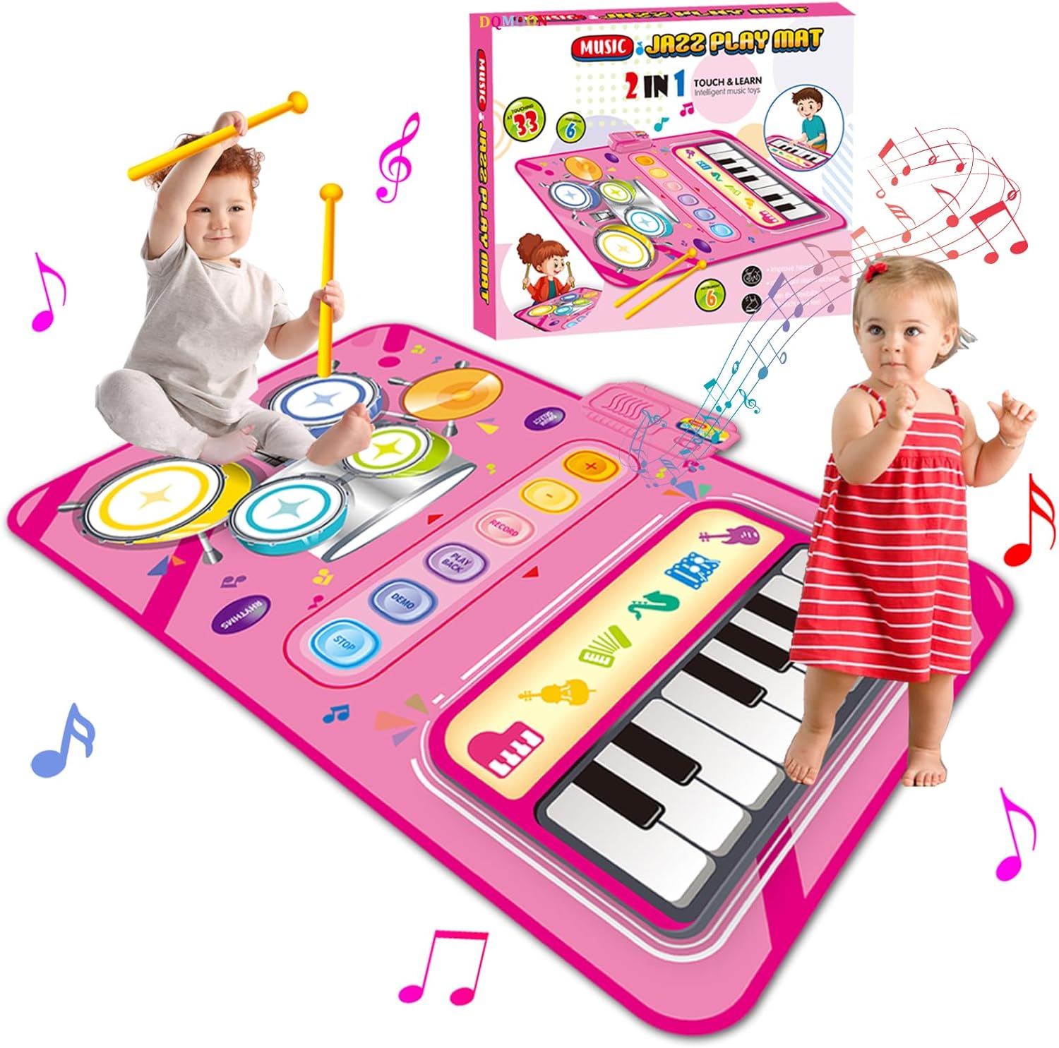 Toys for 3 4 5 6 Year Old Girls, 2 in 1 Music Mat Gifts for Girls Kids Toys 3-6...