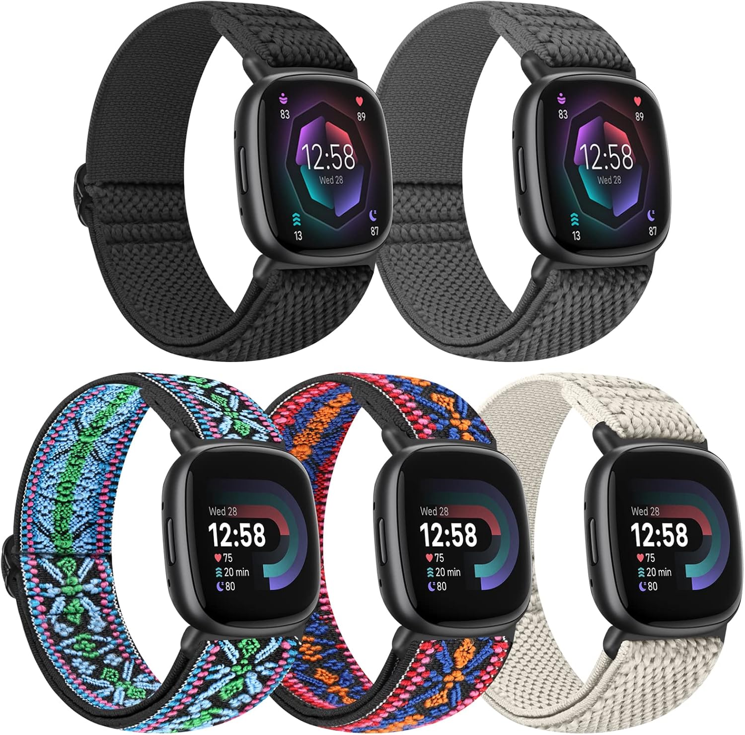Tiptops 5 Pack Straps Compatible for Fitbit Versa 4/Fitbit Sense 2 Straps/Fitbit...