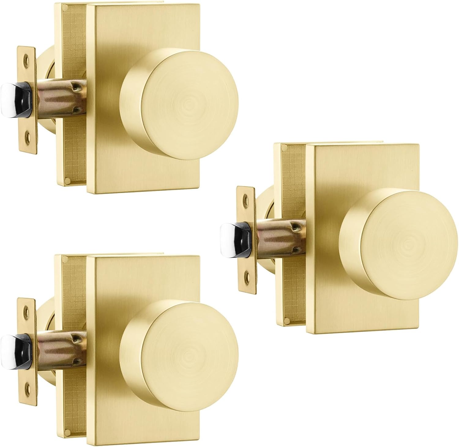 goldenwarm Gold Passage Door Knobs, Zinc Alloy Brushed Gold Closet Door Knobs, B...