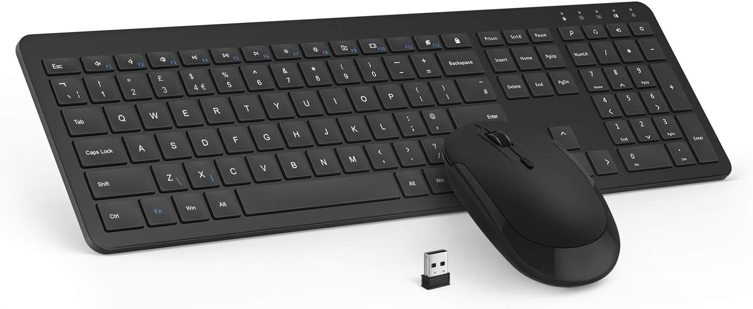 Wireless Keyboard and Mouse Set, seenda Ultra Slim Quiet USB Wireless Keyboard a...