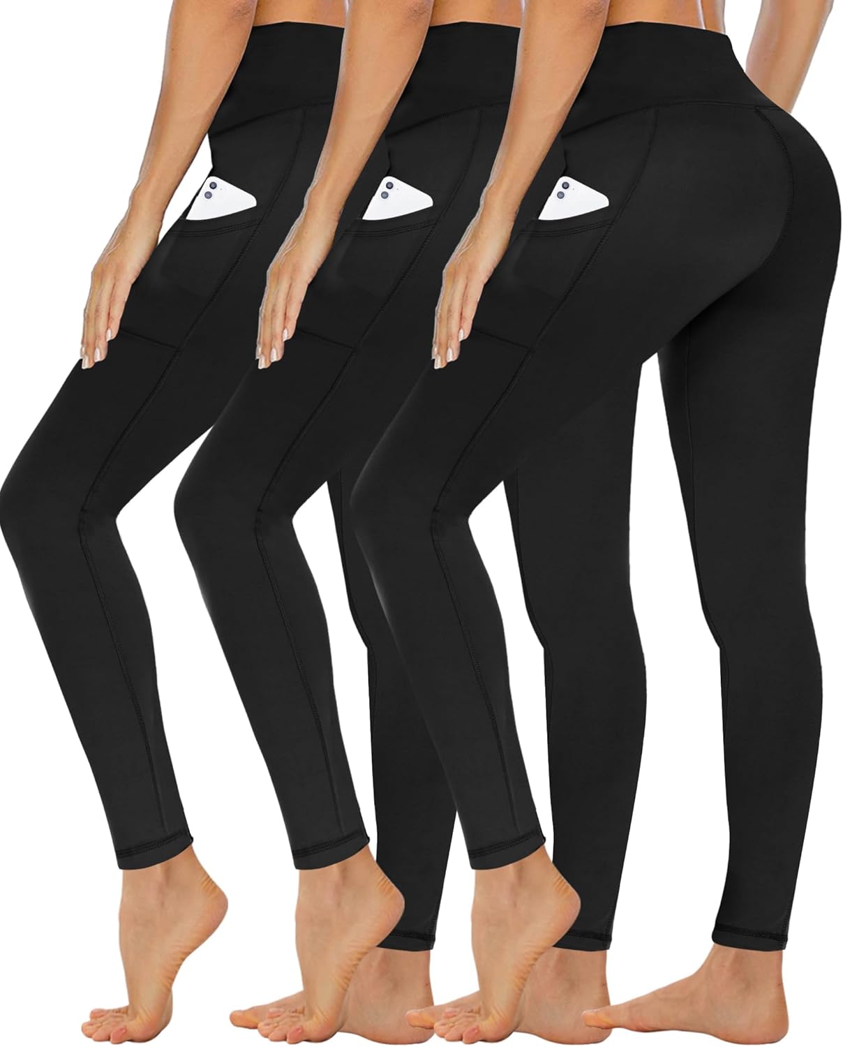CAMPSNAIL Leggings for Women UK with Pockets High Waisted Ladies Black Sport Str...