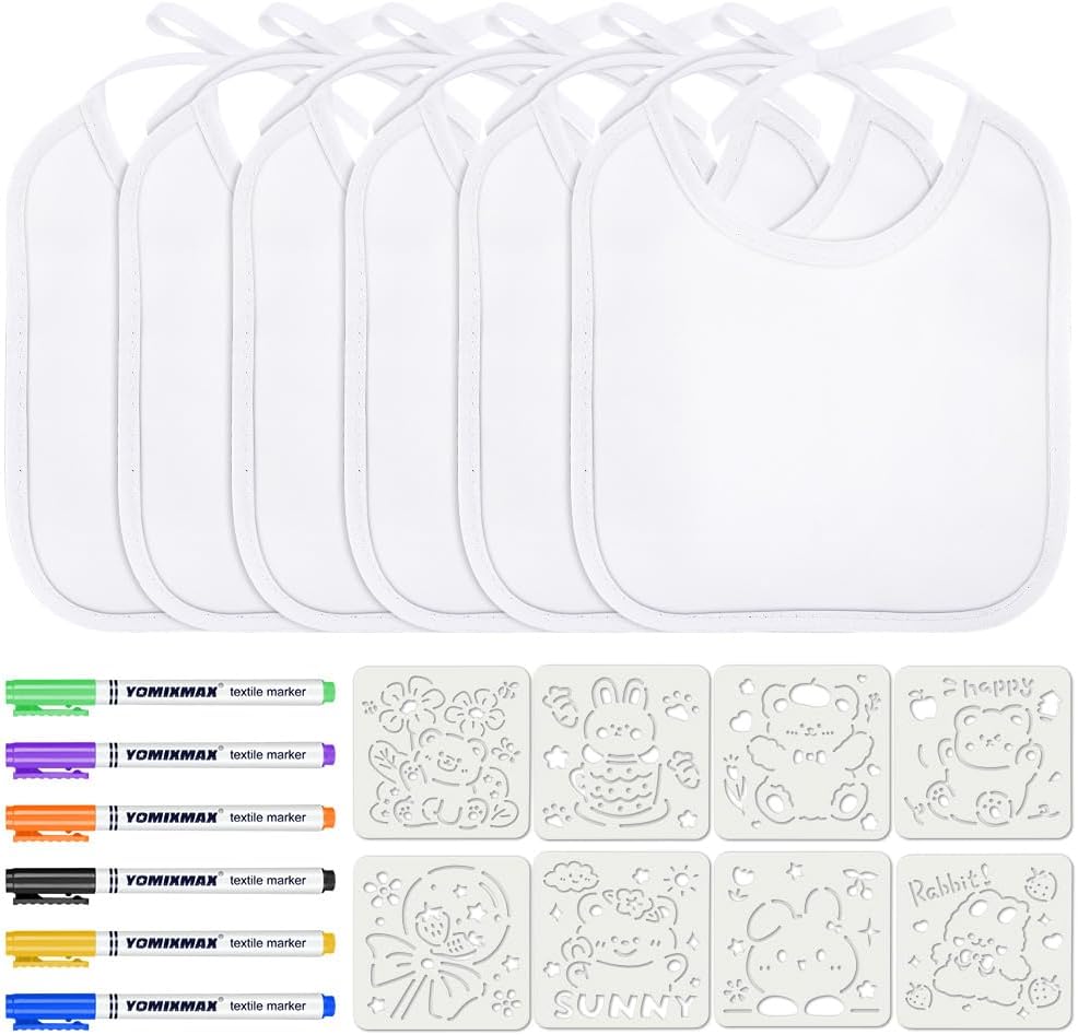 Aolso Baby Bibs for Painting, 6 Pieces Baby White Bibs, Waterproof Bibs for Baby...