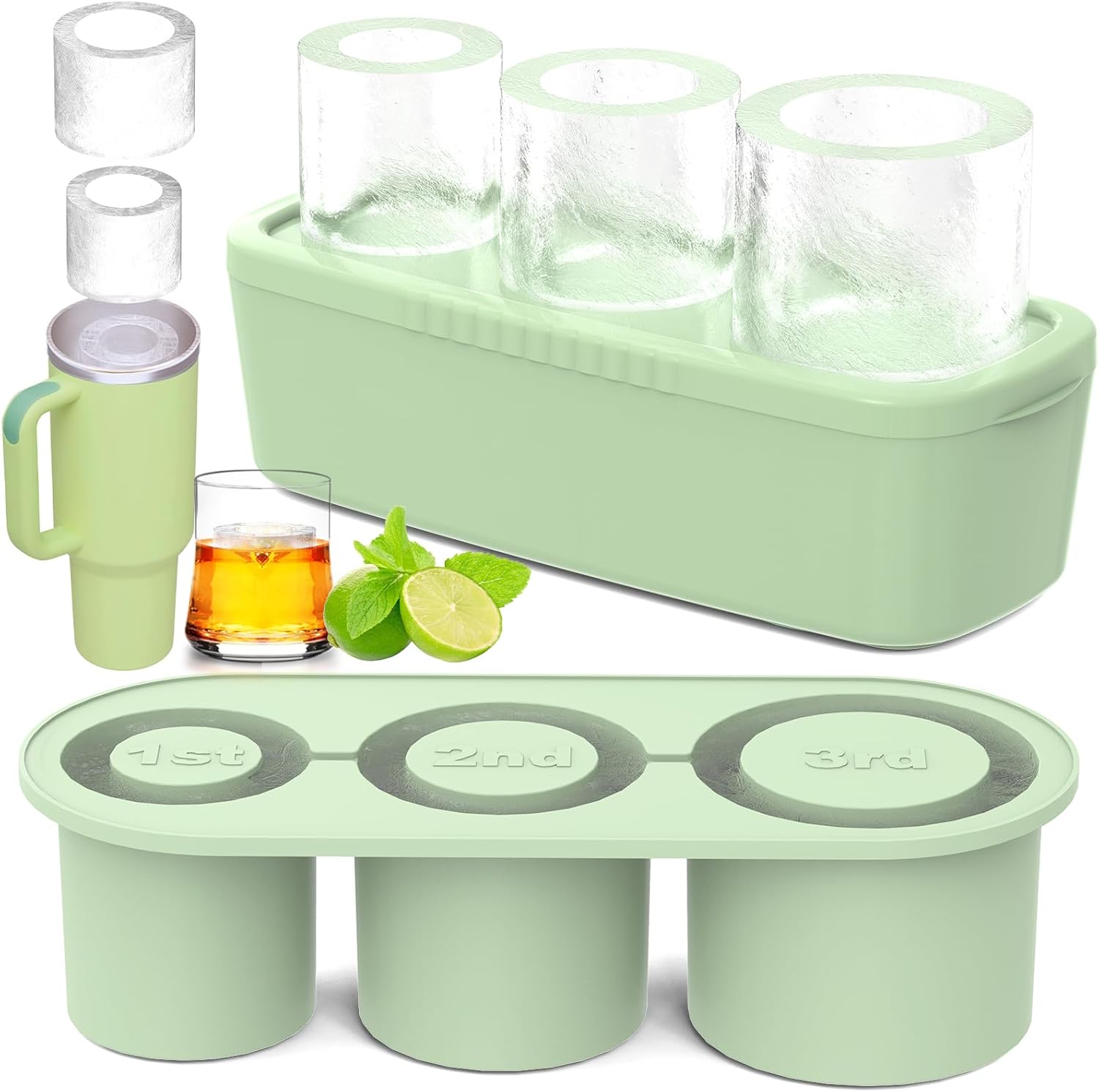 Ice Cube Tray for Tumbler Cup 30Oz-40Oz, 3 Pcs Sil...