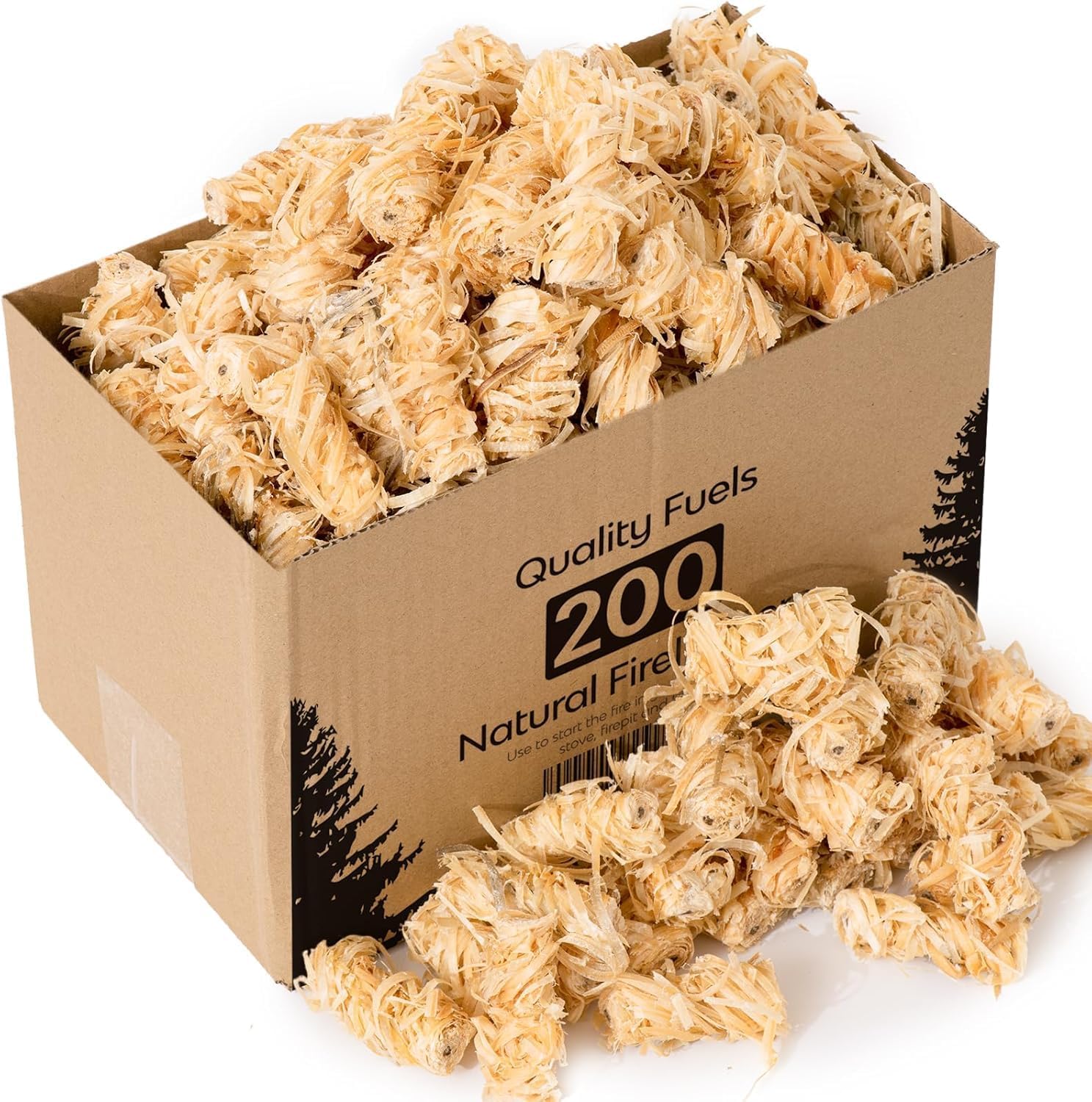 Natural Firelighters, 200 Fire Lighters for Wood Burners, 2.4kg Value Pack, Wood...