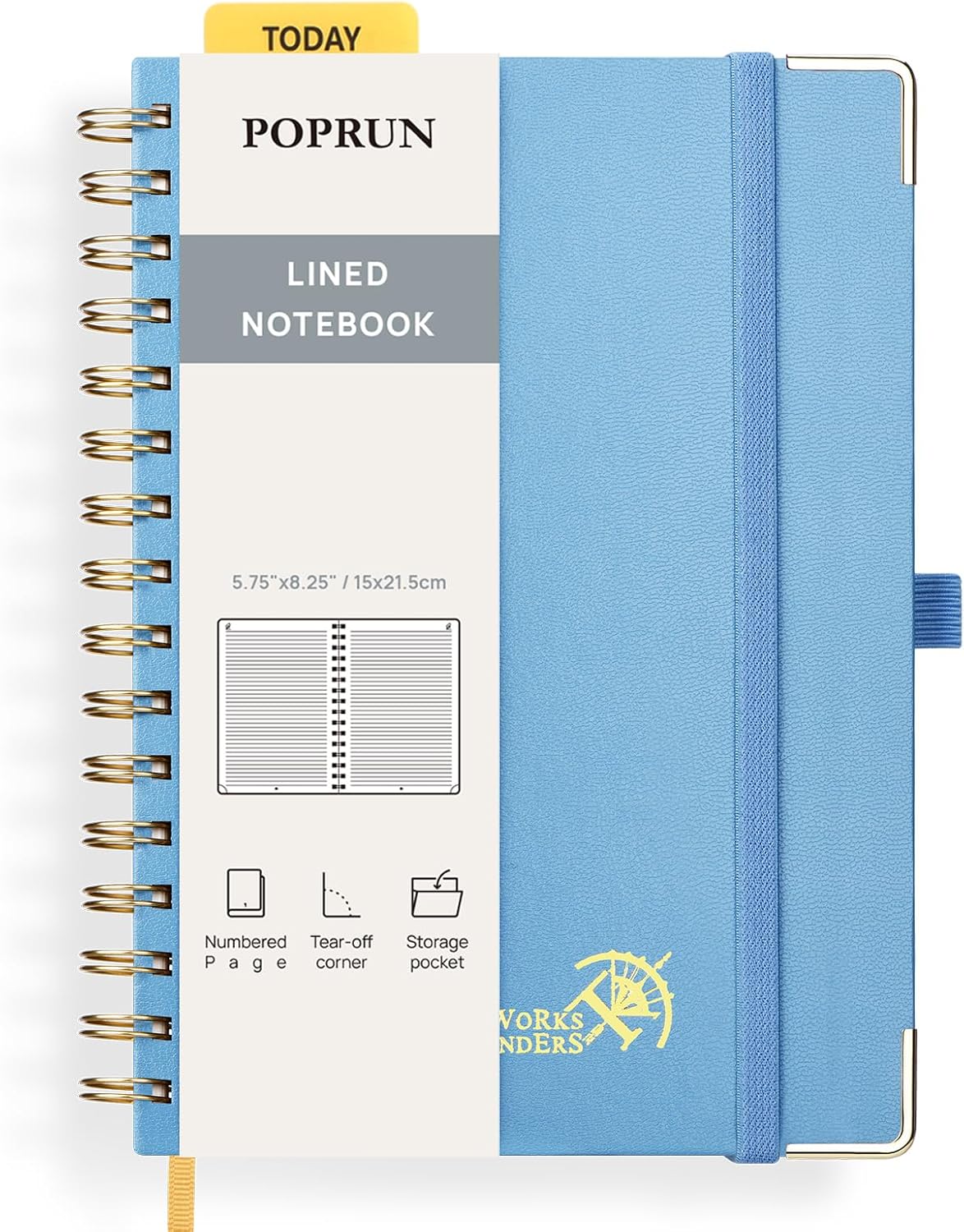 POPRUN Spiral Bullet Lined Journal Notebook, [A5 Size] - 120 Gsm Thick Paper, 14...
