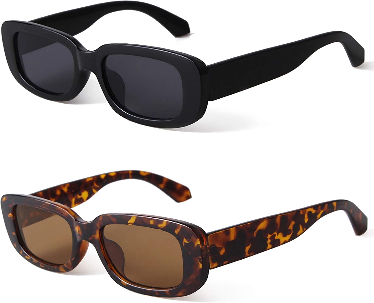 KUGUAOK Retro Rectangle Sunglasses Women and Men Vintage Small Square Sun Glasse...