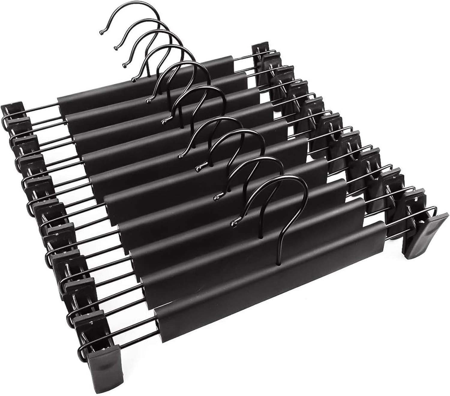 Trouser Hanger, 10Pack Plastic Pant Hangers Space Saving Skirt Hangers with Clip...