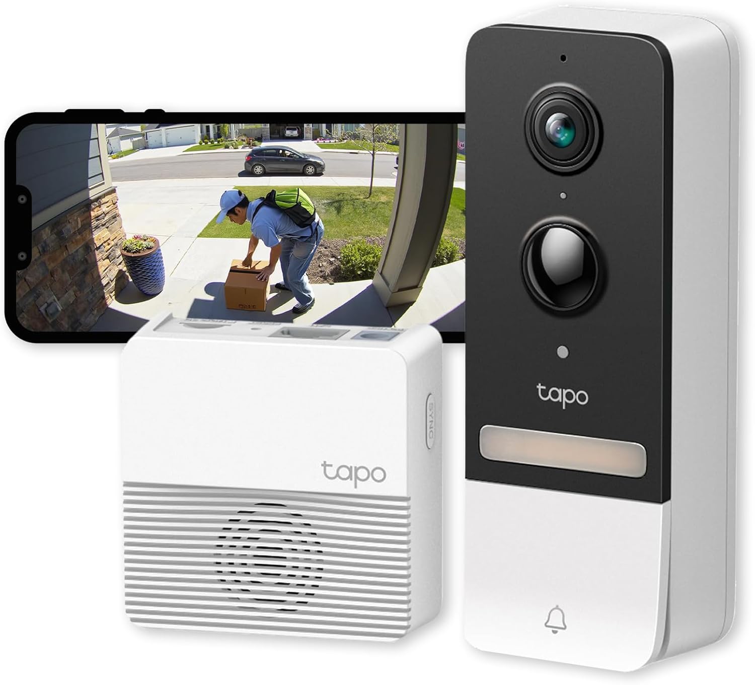 Tapo 2K 5MP Smart Wireless Security Video Doorbell, Battery-powered, Two-Way Tal...