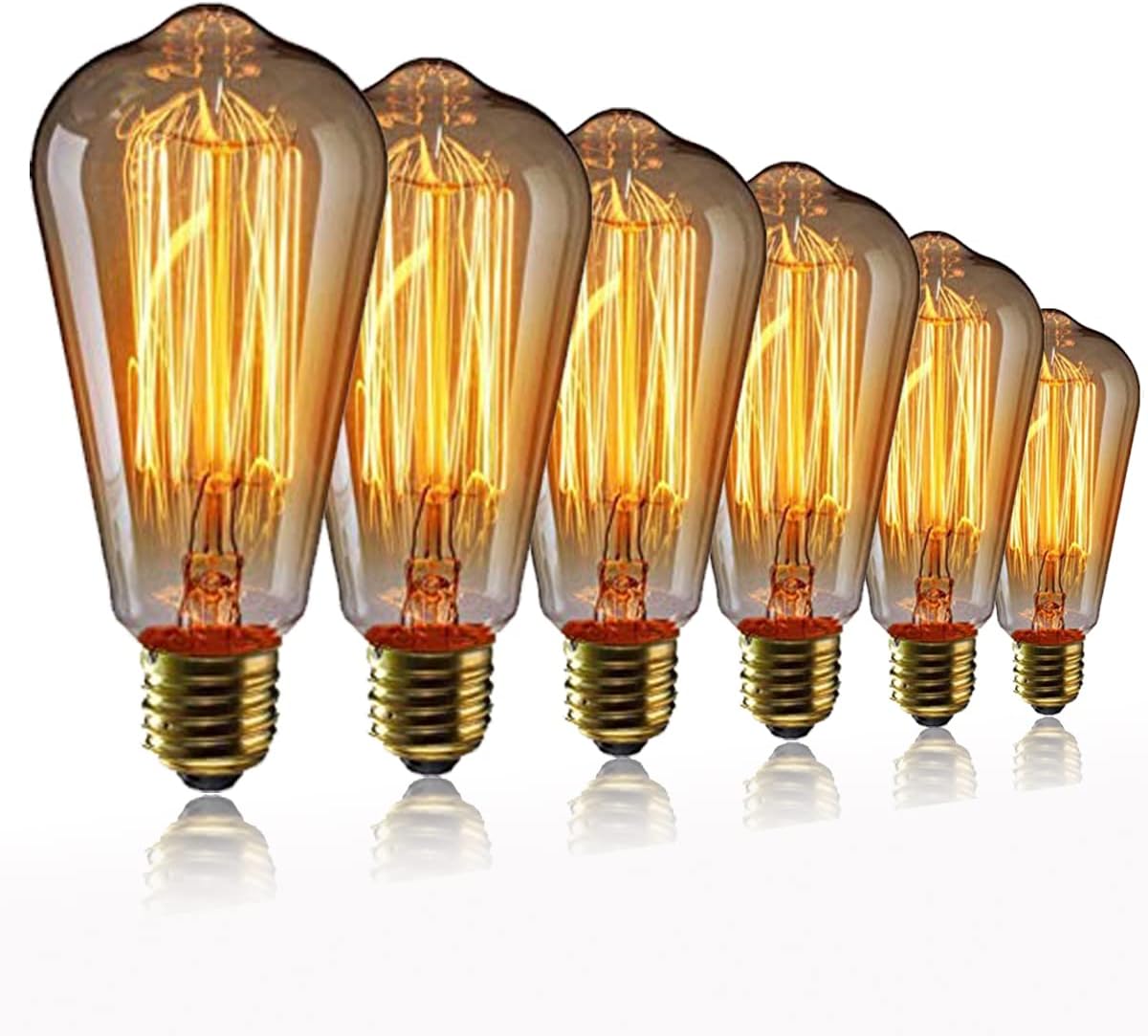 Vintage Edison Light Bulb E27 Filament Vintage Incandescent Light Bulb 40W ST64...