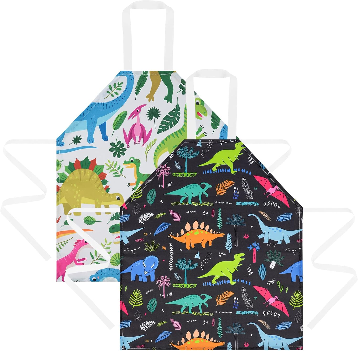 HOTUT 2 Pcs Kids Aprons, Cartoon Style Adjustable Child Chef Aprons, Dinosaur Pr...