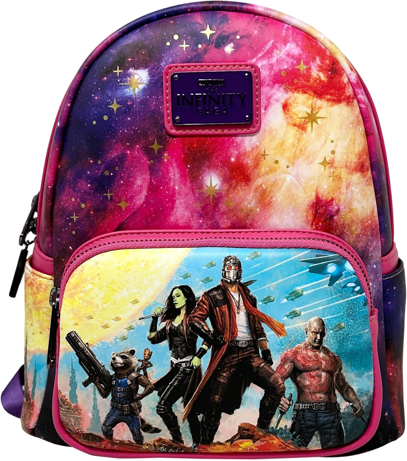 Loungefly Guardians of the Galaxy Marvel Comics Group Shot Womens Double Strap S...