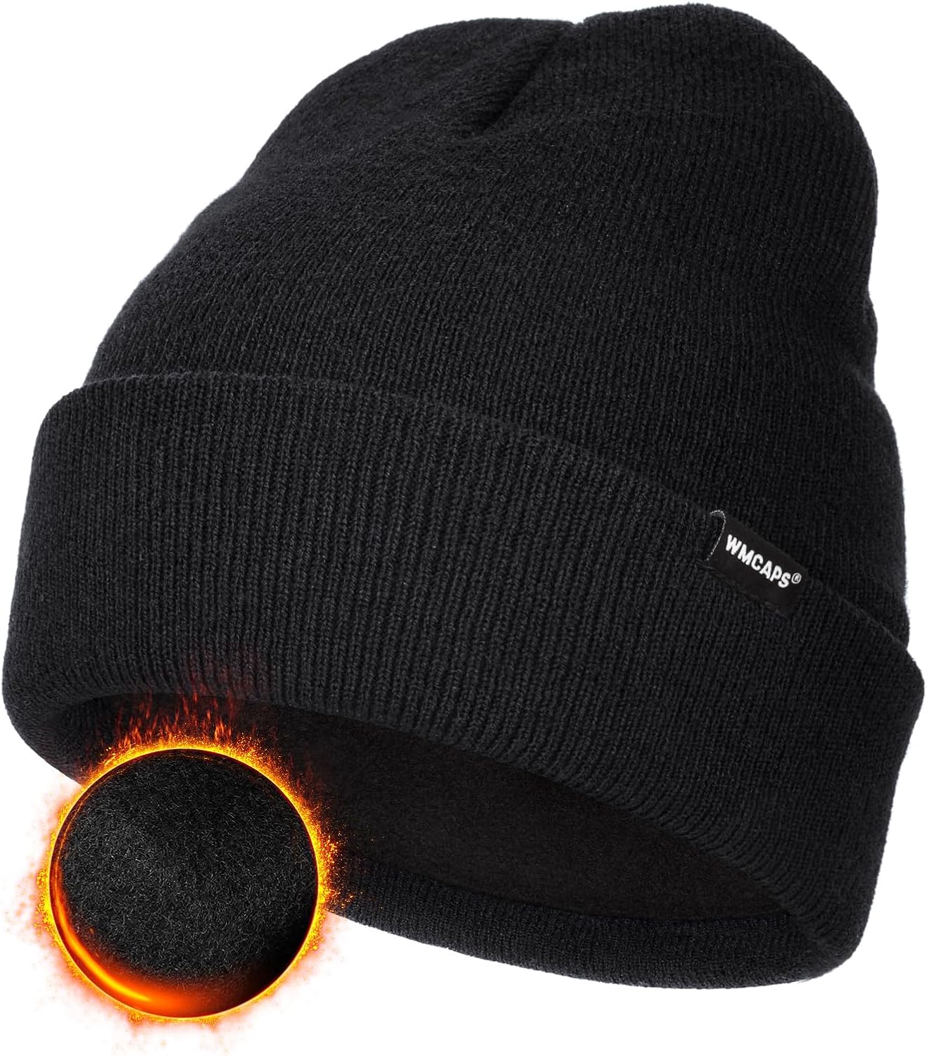 Wmcaps Knit Beanie for Men, Unisex Classic Winter Hats, Fleece Lined Cuffed Mens...