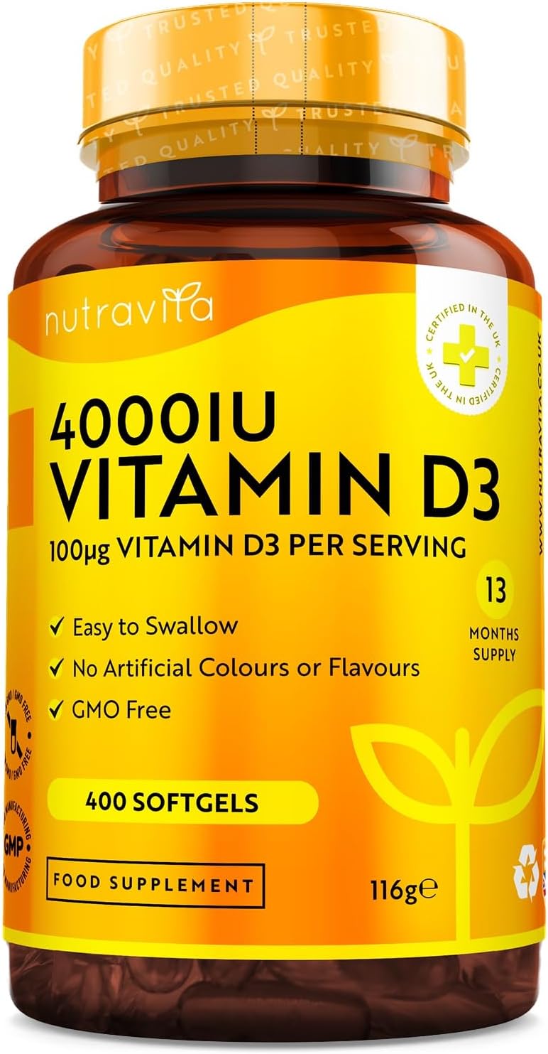 Vitamin D3 4000 iu - 400 High Strength Easy to Swallow Premium Softgels - Over A...