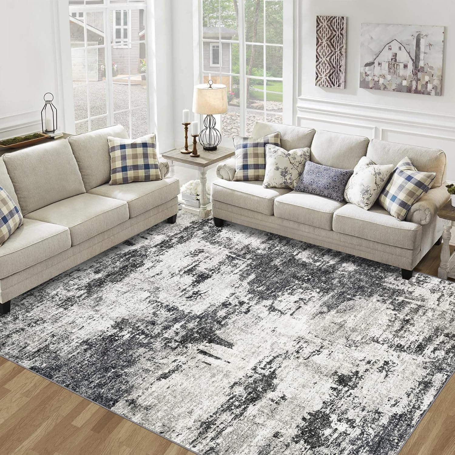 9x12 Area Rugs Living Room Rugs: Large Washable Rug with Anti-Slip Backing Non-S...