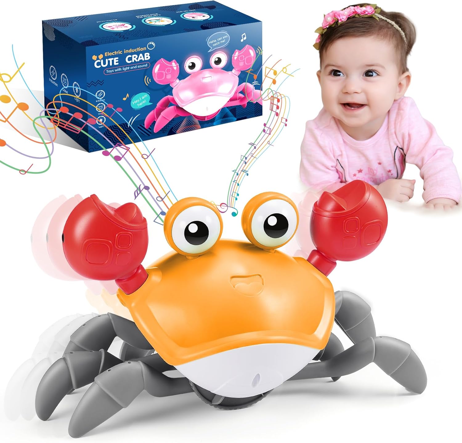 Veopoko Crawling Crab Toy, Montessori Toys for Babies 6-12 Months Sensory Toys f...