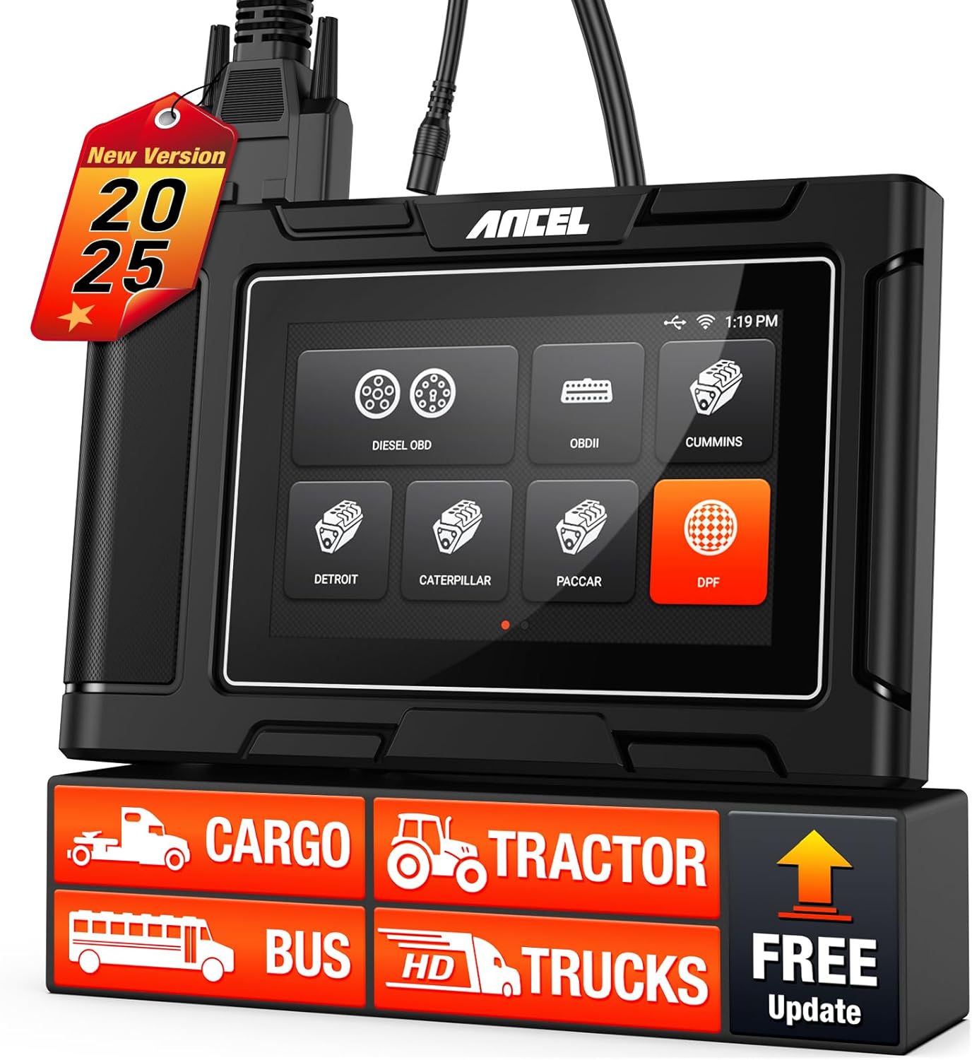 ANCEL HD3400 Plus Full System Heavy Duty Truck Scanner - DPF Regen, Free Lifetim...