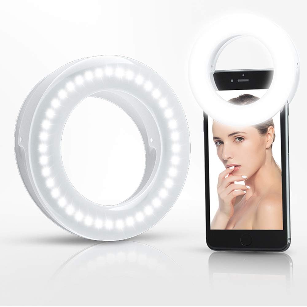 XINBAOHONG Selfie Ring Light Rechargeable Portable Clip-on Selfie Fill Light wit...