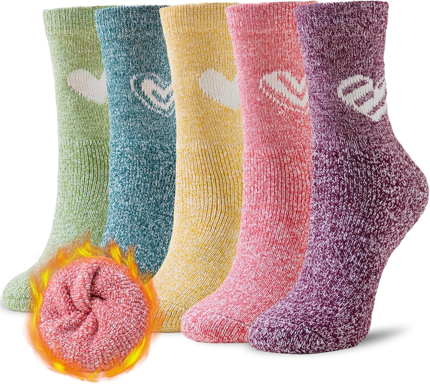 Niofind Thermal Socks for Women, Wool Winter Warm Socks with Thick Cushion, Thic...