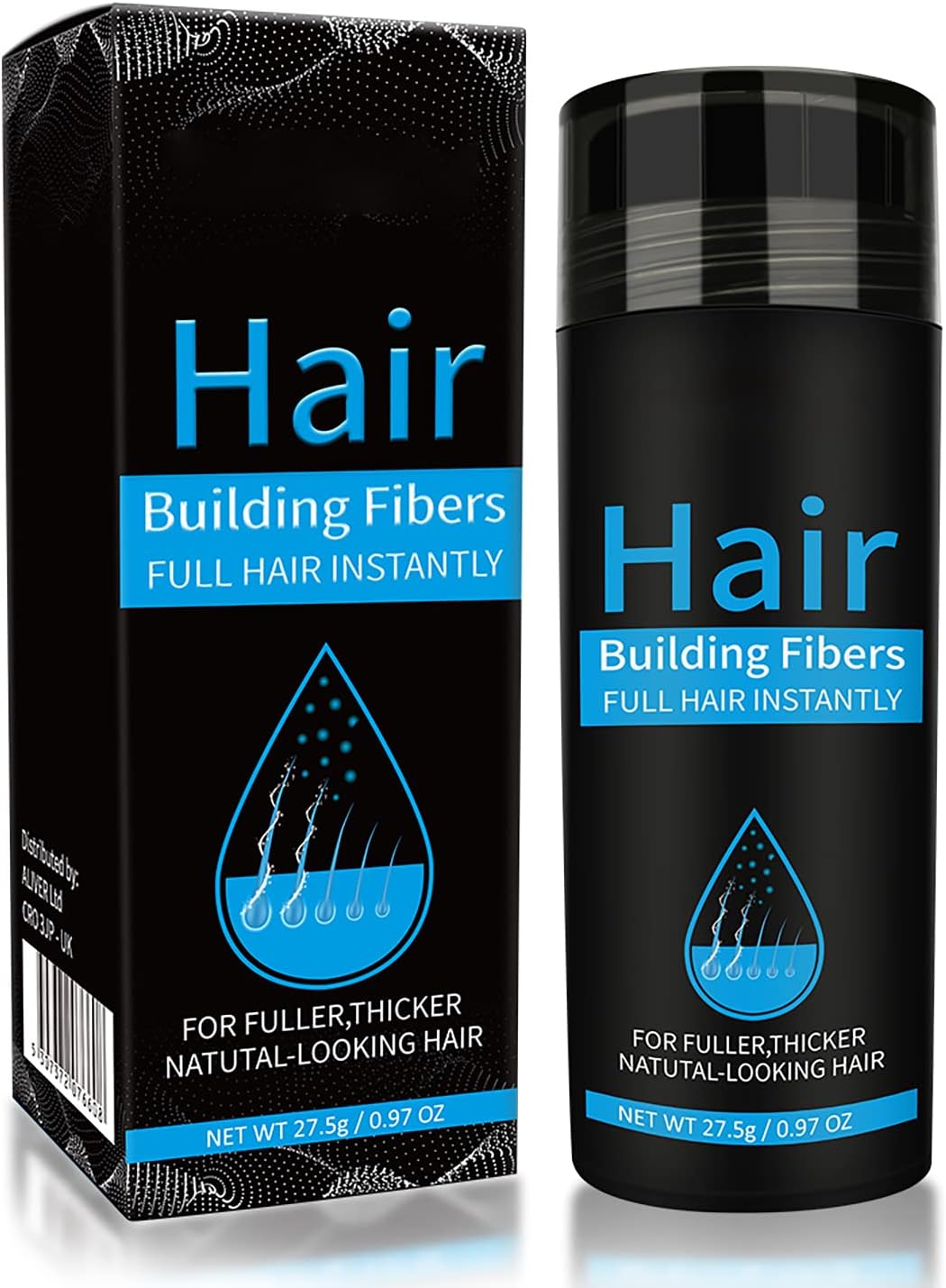 Hair Fibres Black, Professional Quality Fiber Hair Powder, Hair Loss Concealer f...