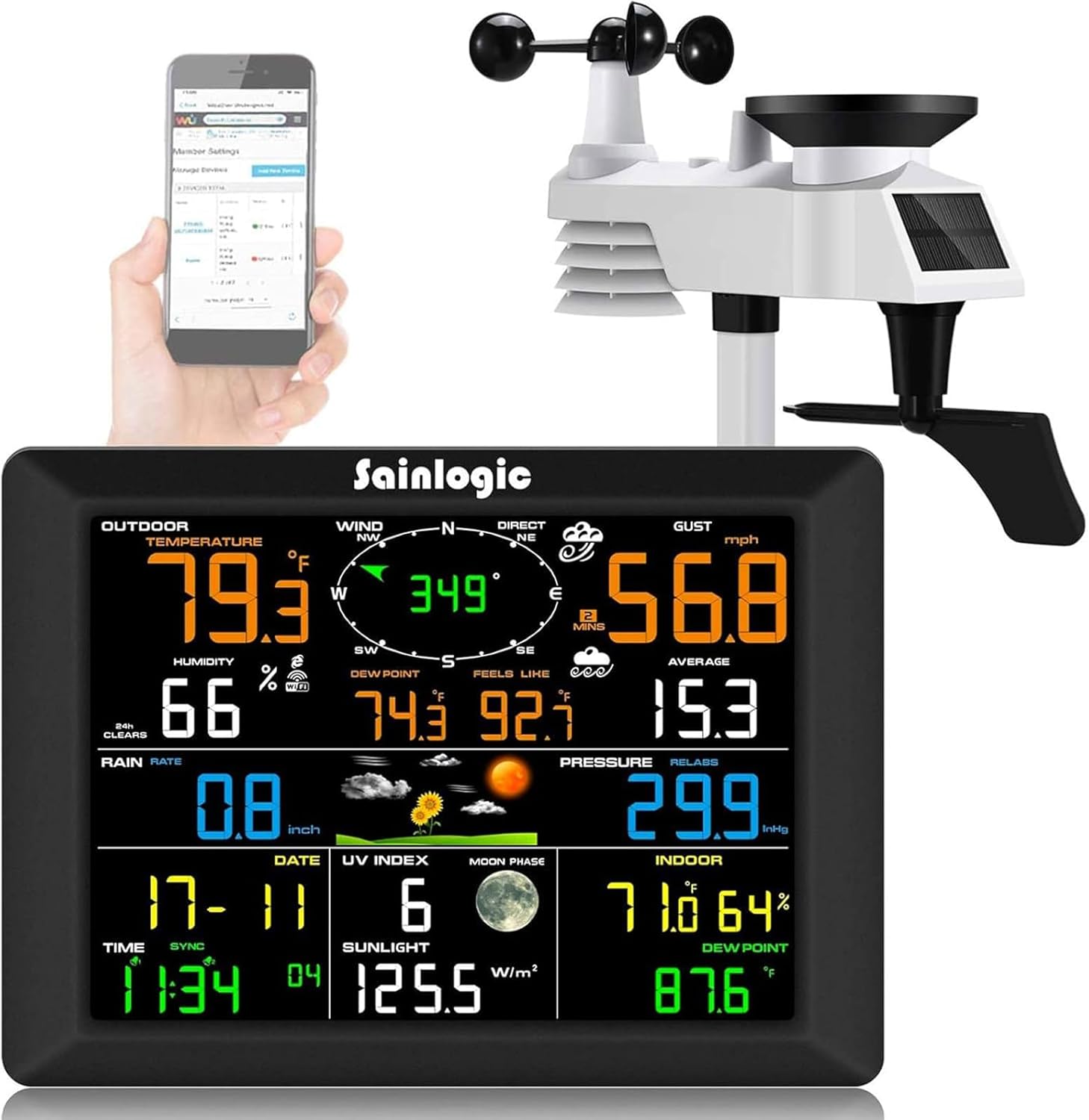 Sainlogic WiFi Weather Station, 8.3 inch Large Dis...