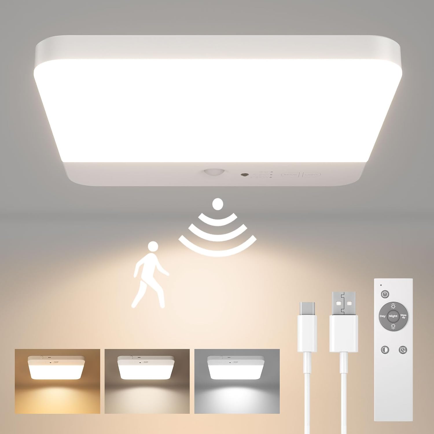 FULEN LED Ceiling Light Motion Sensor, Cordless Ba...