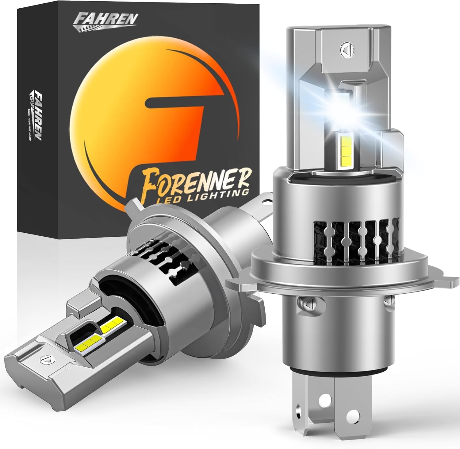forenner Fahren H4 LED Fog Bulb, 34000LM 6500K White 800% Super Brighter 9003 Fo...