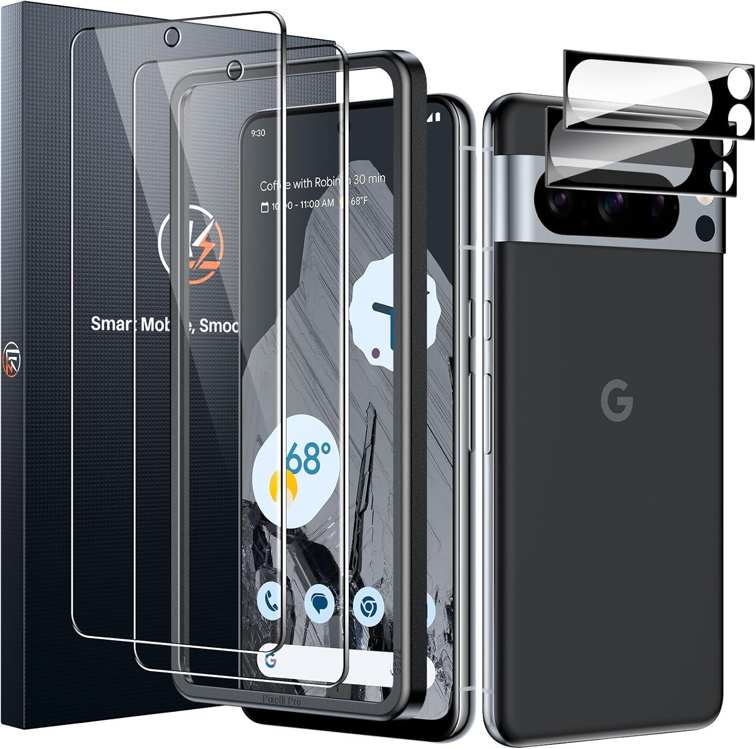 LK 2 Pack for Google Pixel 8 Pro Screen Protector [New Version] + 2 Pack Camera...