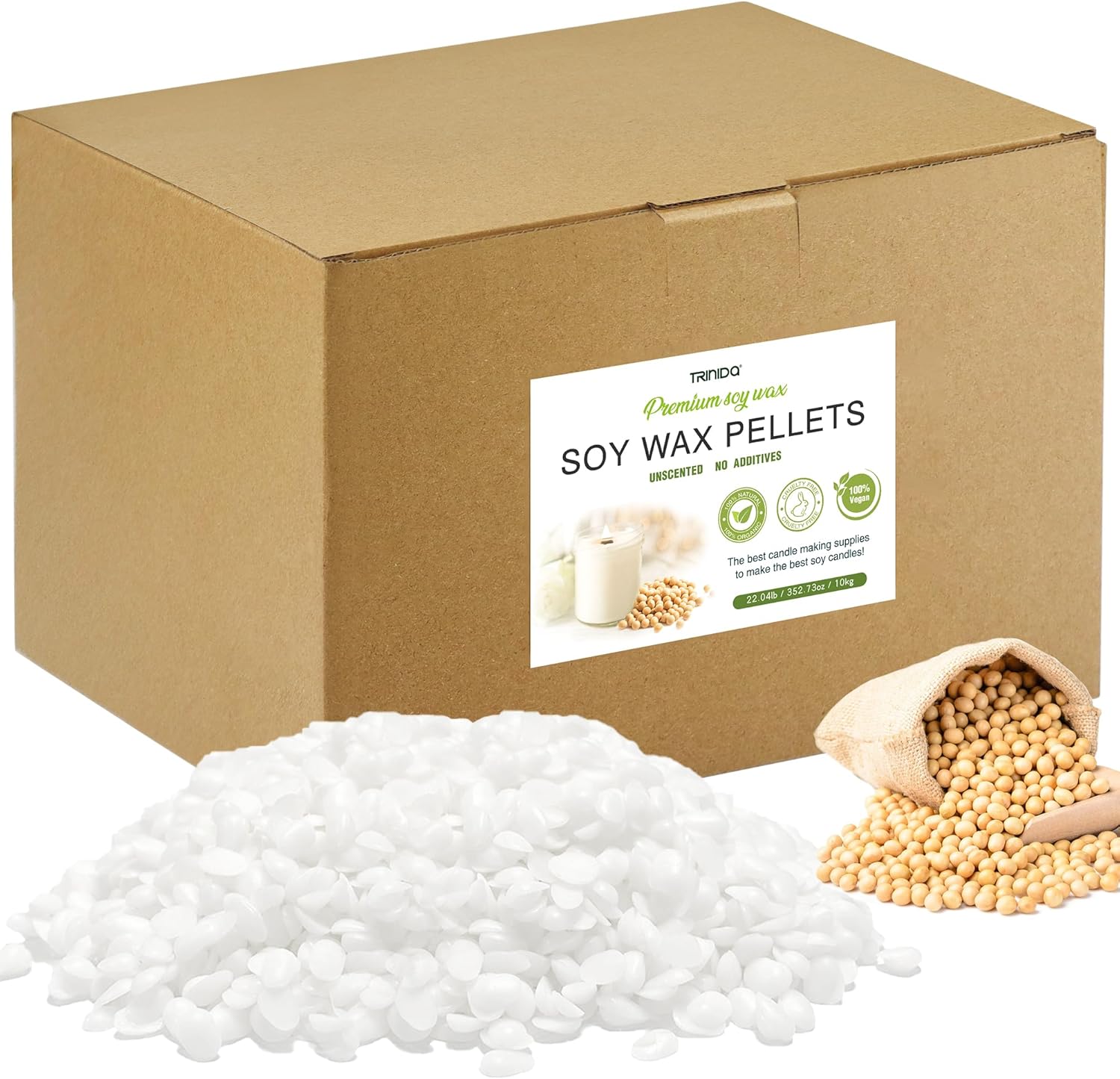 TRINIDa Soy Wax for Candle Making, 10KG SoyPRO Candle Wax Pellets, 100% Soy Wax...